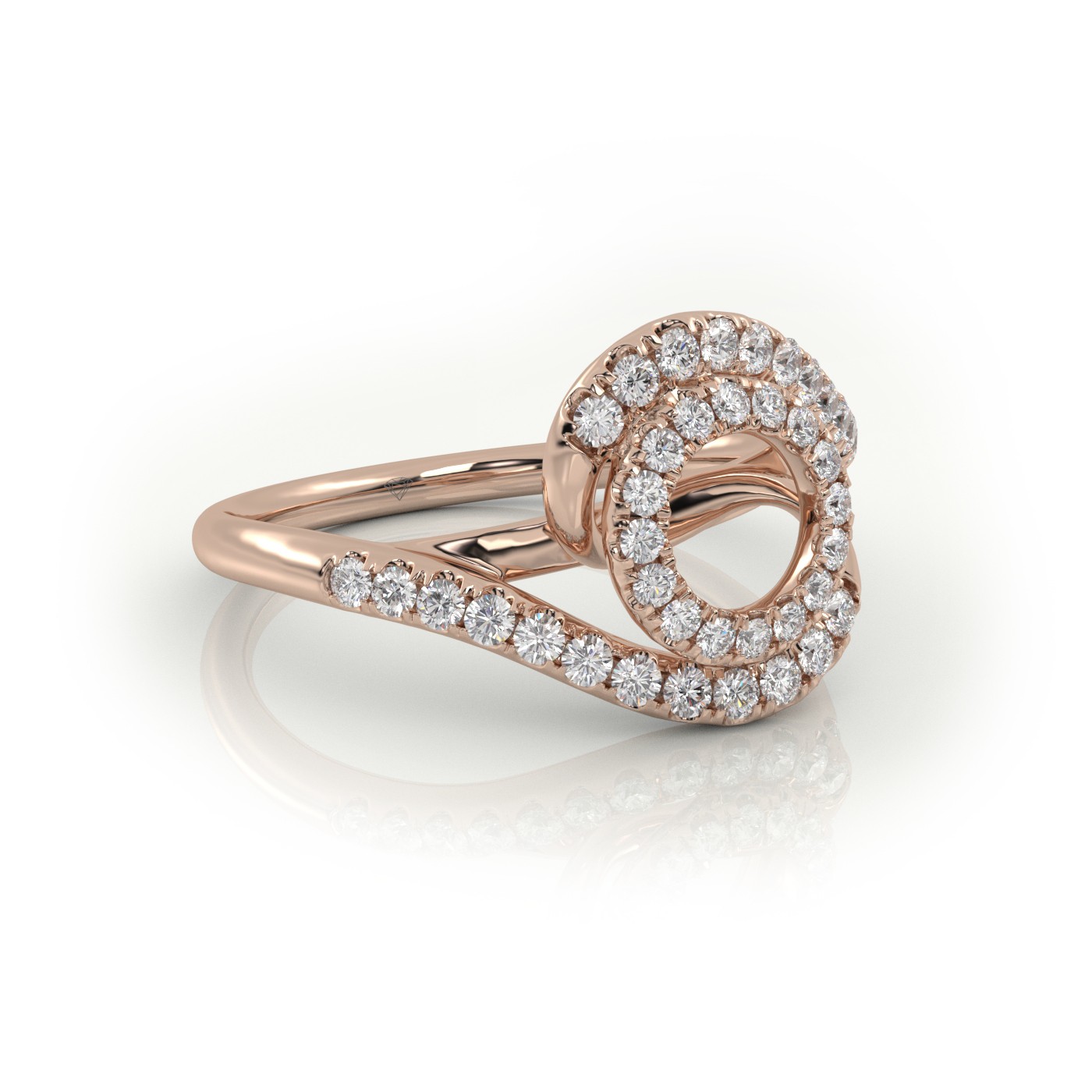 18k rose gold  round cut twisted designer diamond engagement ring Photos & images