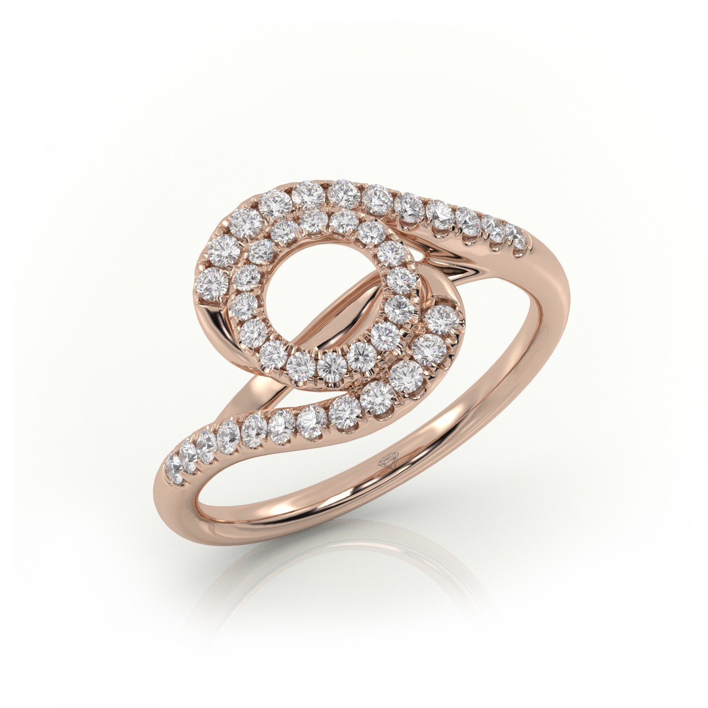 18k rose gold  round cut twisted designer diamond engagement ring Photos & images
