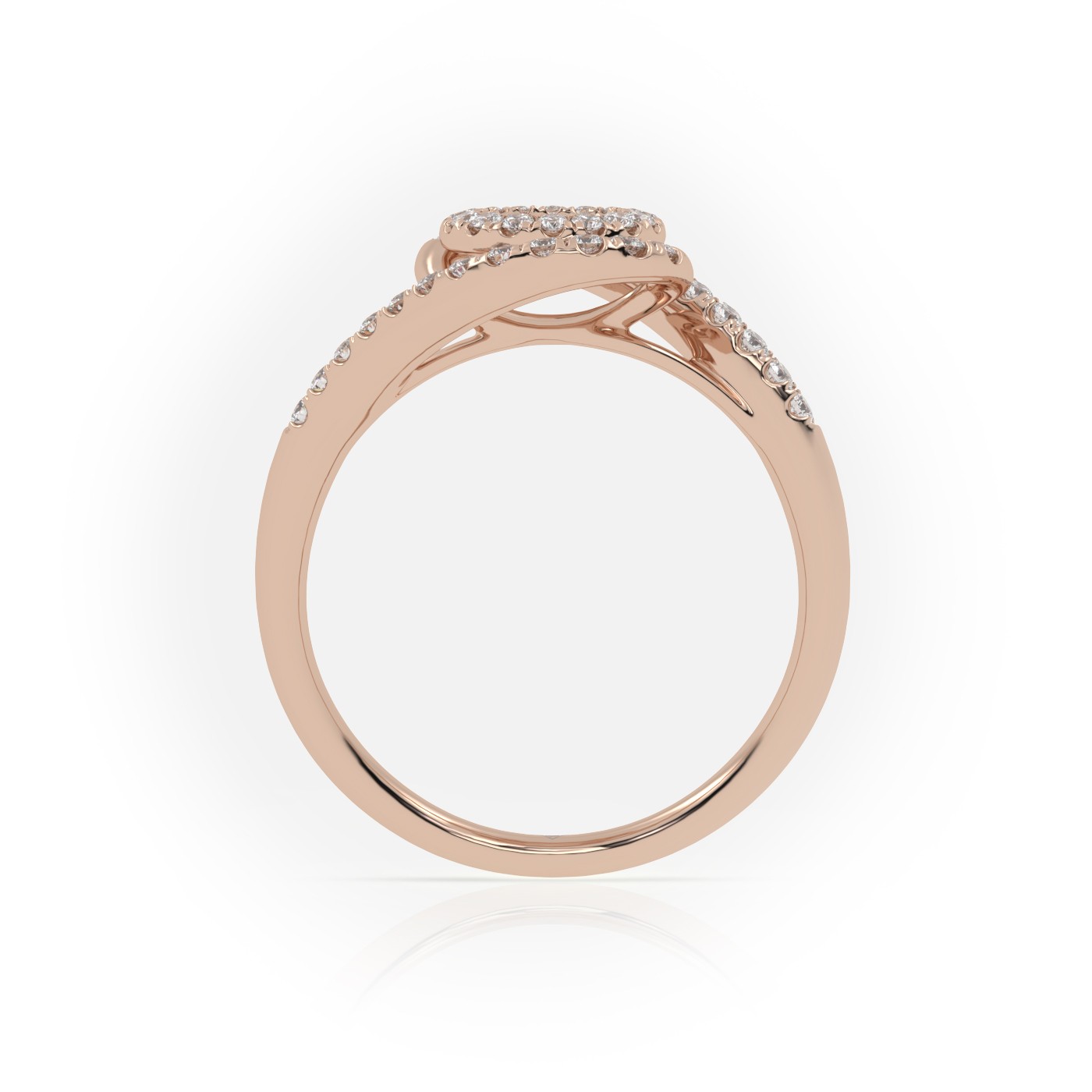 18k rose gold  round cut twisted designer diamond engagement ring Photos & images