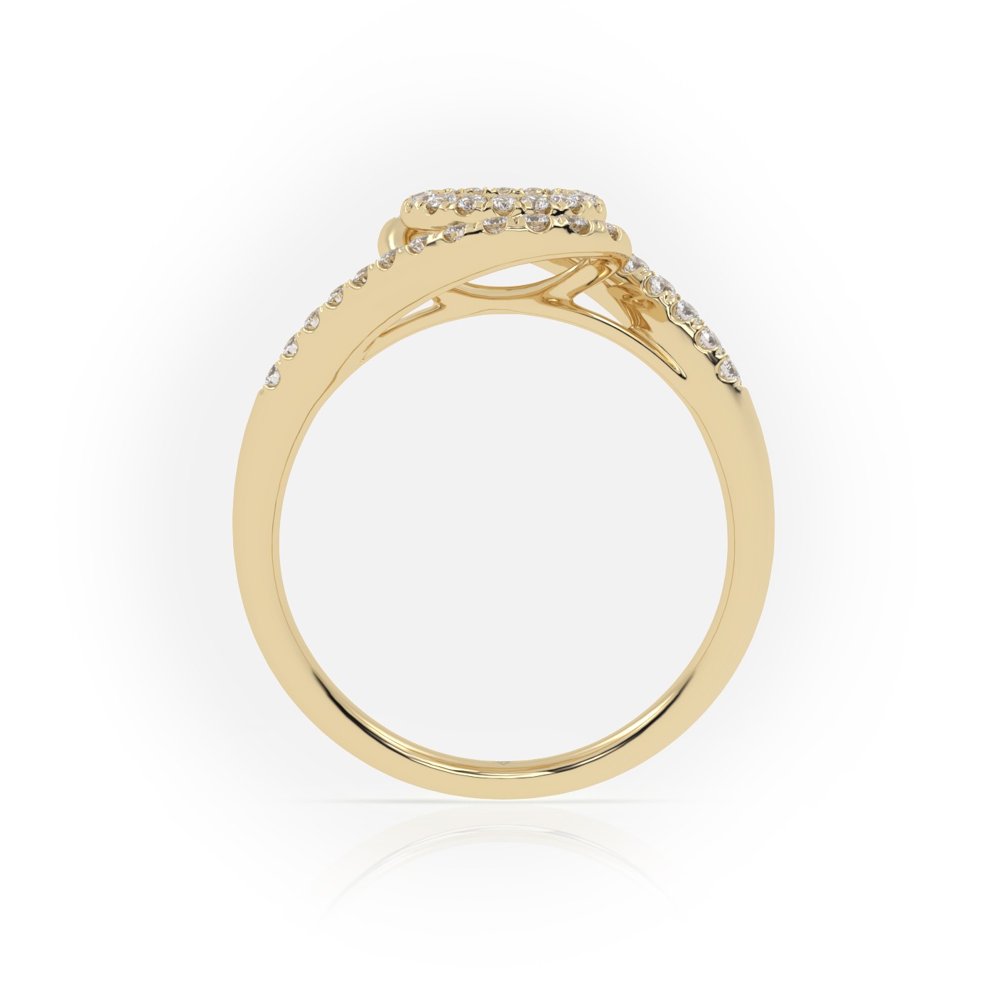 18k yellow gold  round cut twisted designer diamond engagement ring Photos & images
