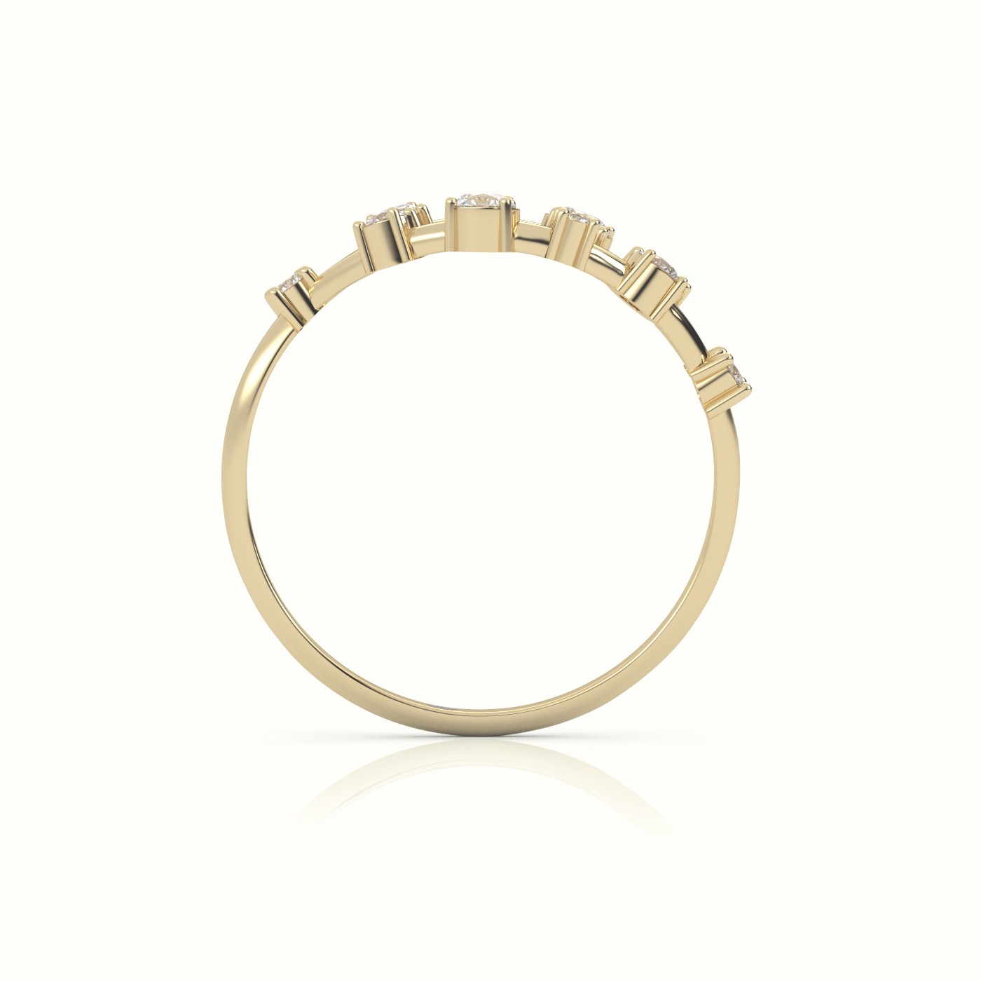 18k yellow gold  round cut diamond 4 prongs open setting designer ring Photos & images