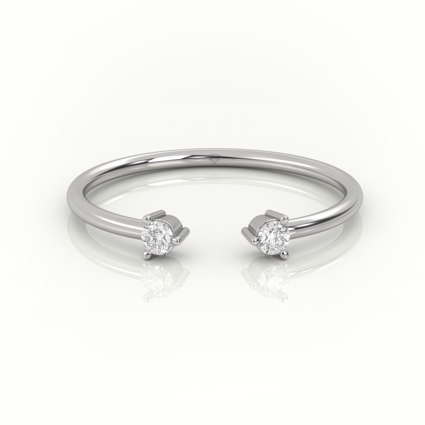18k white gold  round cut diamond open solitaire designer ring