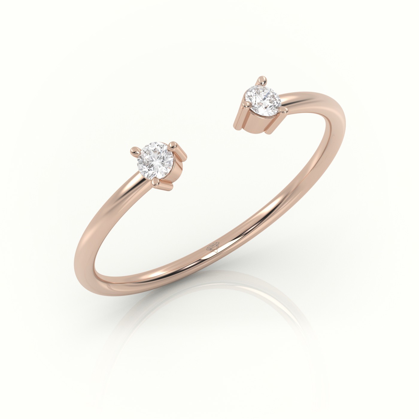 18k rose gold  round cut diamond open solitaire designer ring Photos & images