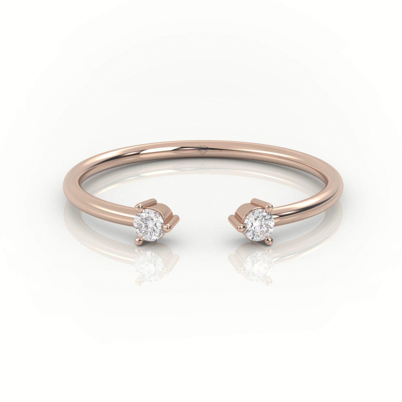 18k rose gold  round cut diamond open solitaire designer ring