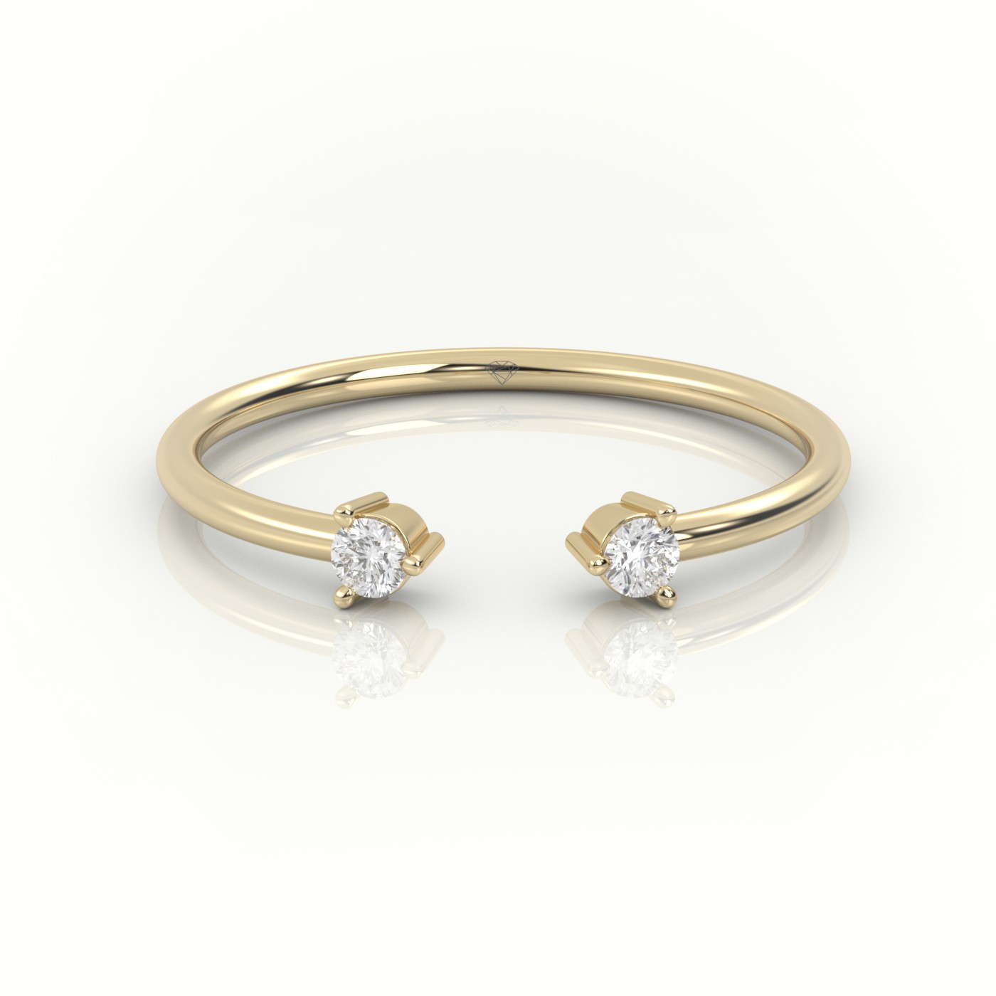 18k yellow gold  round cut diamond open solitaire designer ring