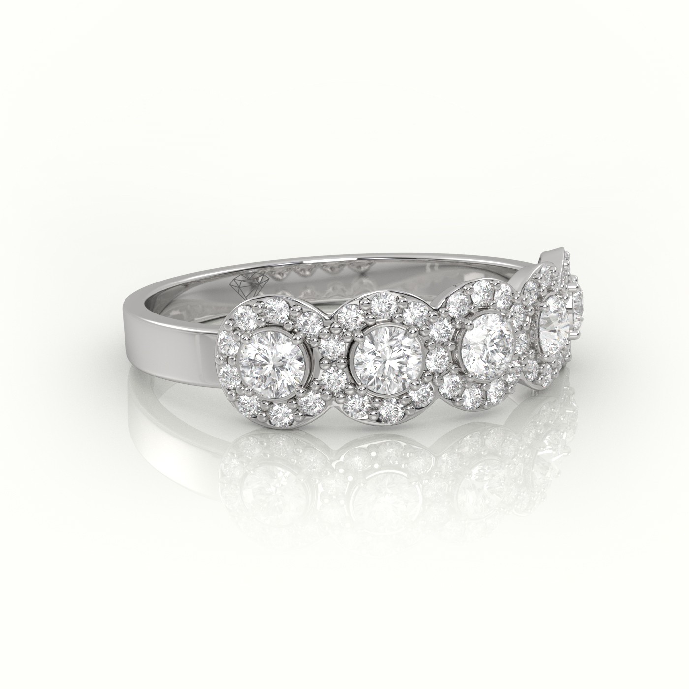 18k white gold  round cut diamond halo designer ring Photos & images