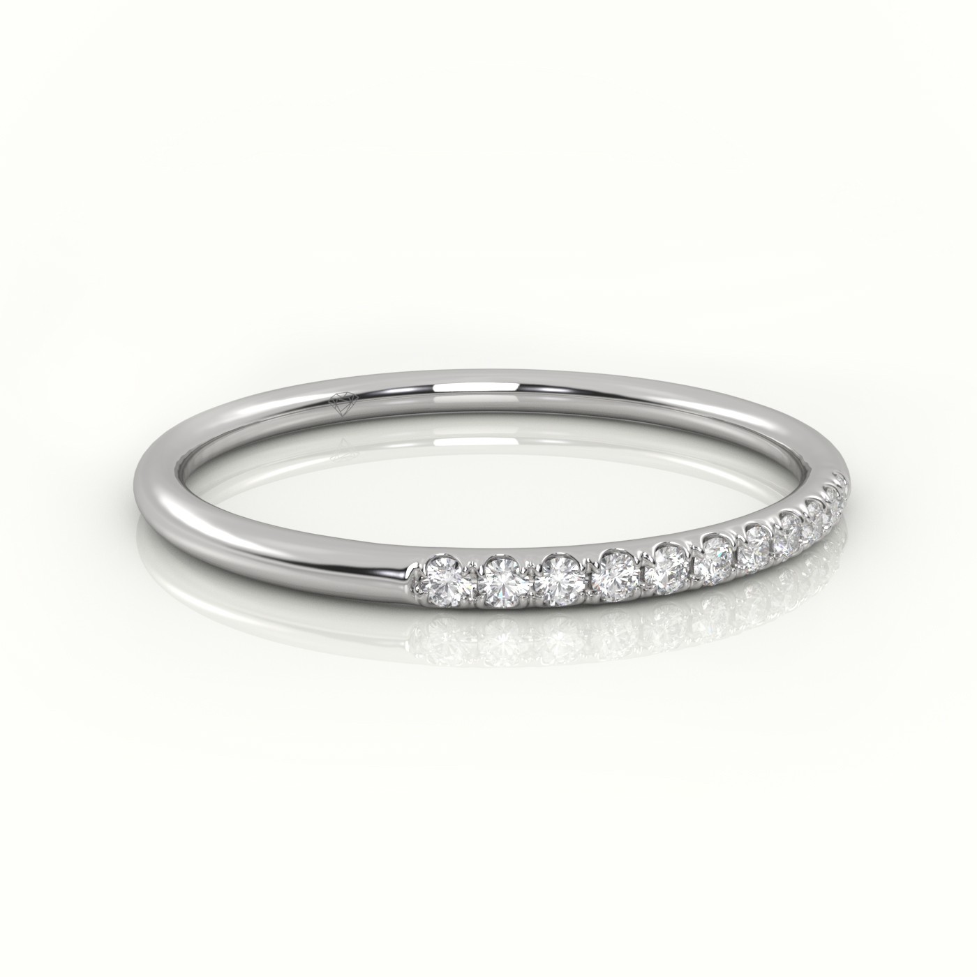 18k white gold  round cut diamond scallop setting half eternity wedding band Photos & images