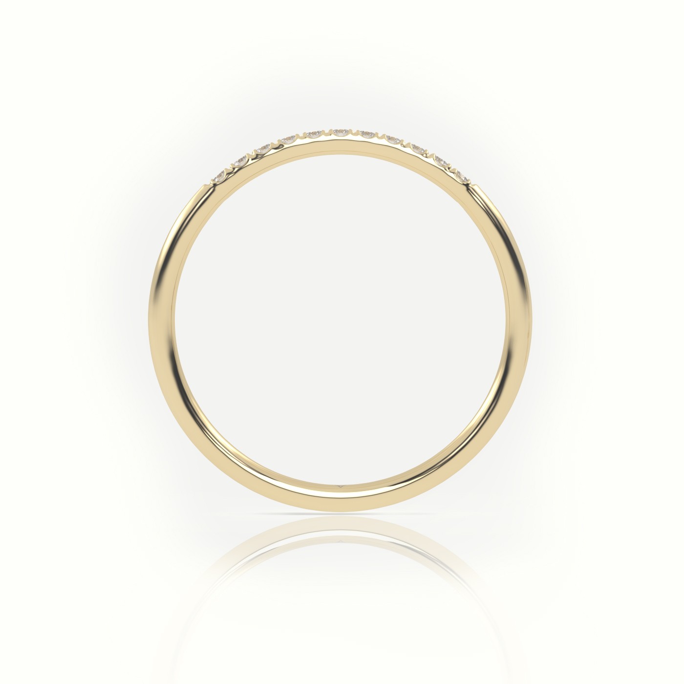 18k yellow gold  round cut diamond scallop setting half eternity wedding band Photos & images