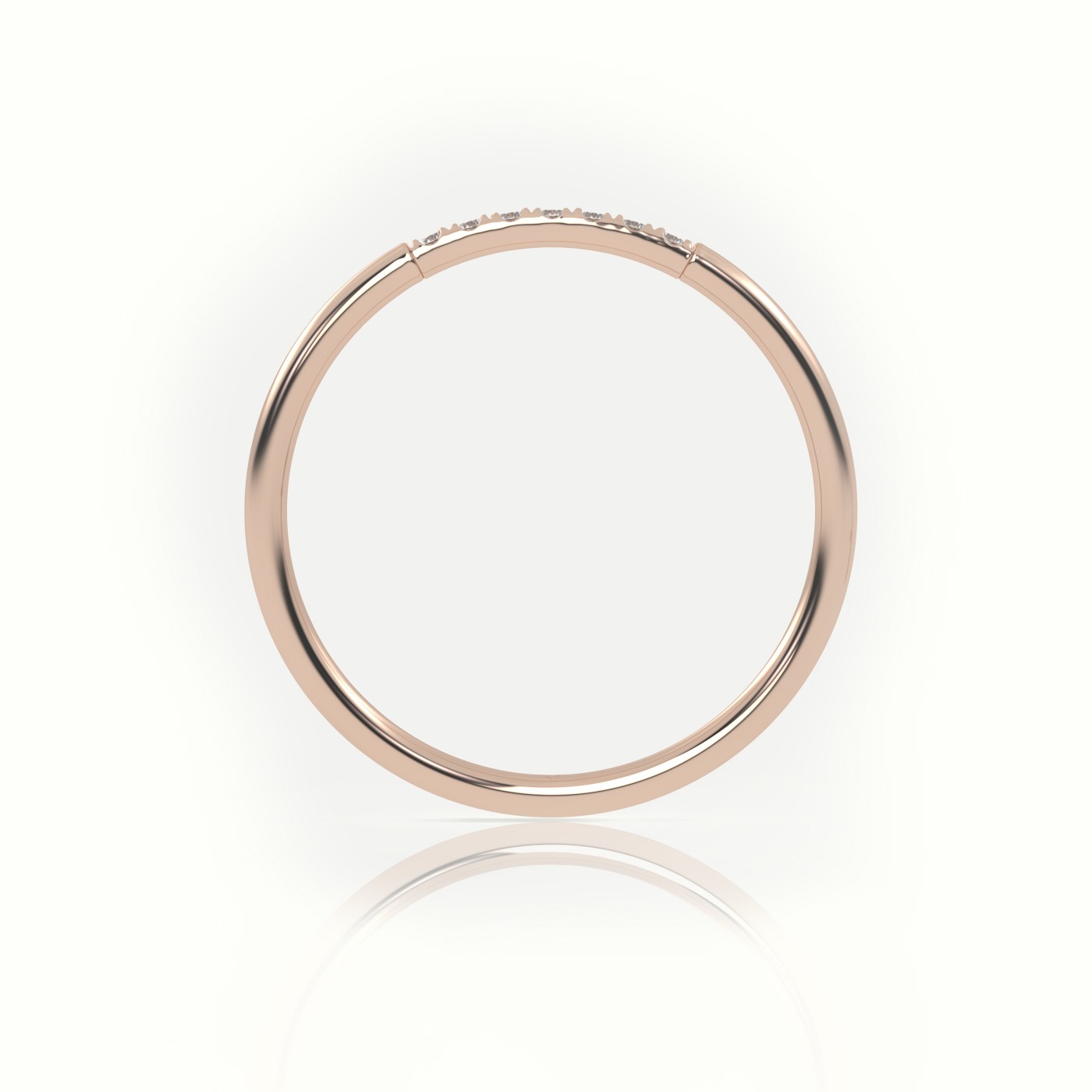 18k rose gold  round cut diamond highly polished half eternity wedding band Photos & images