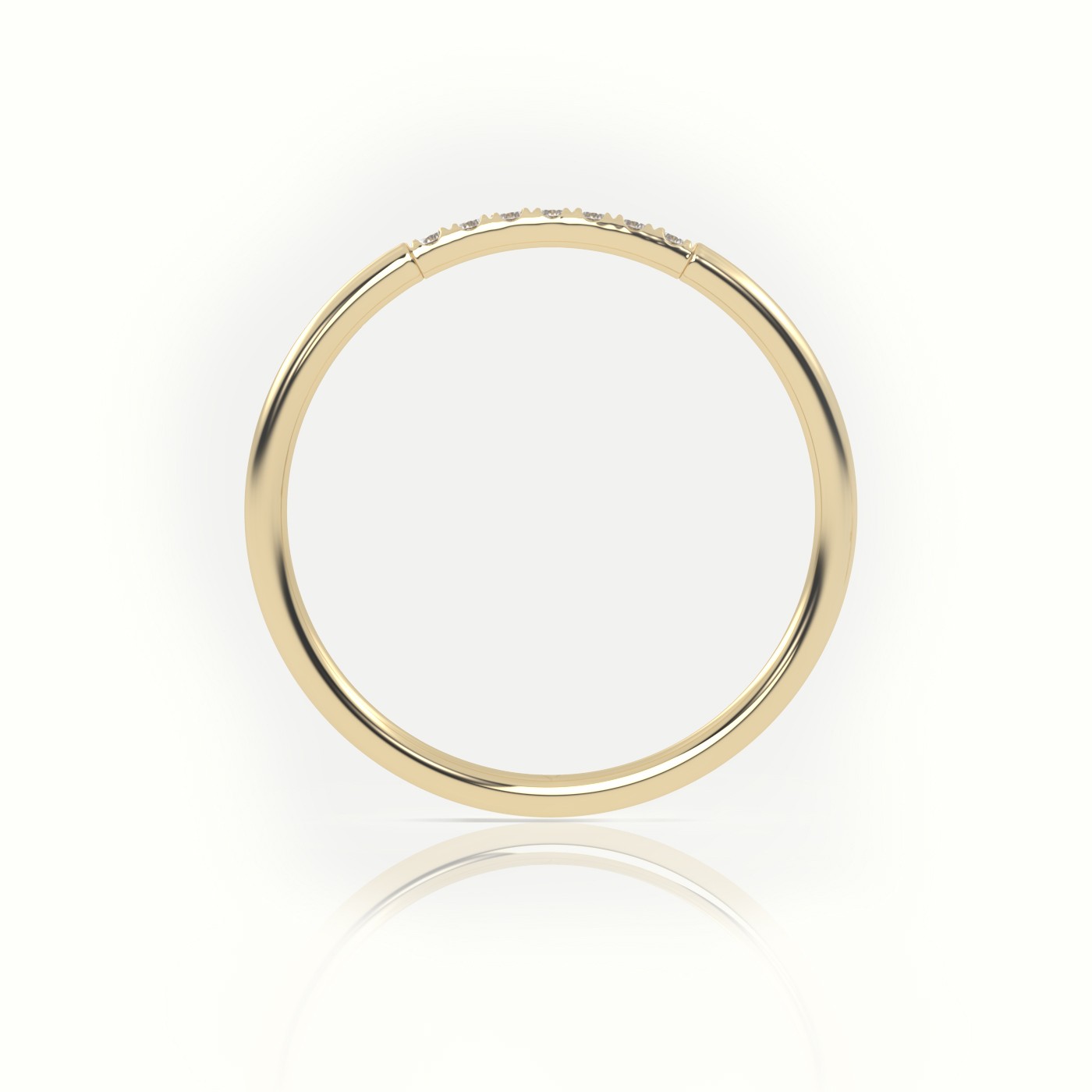 18k yellow gold  round cut diamond highly polished half eternity wedding band Photos & images