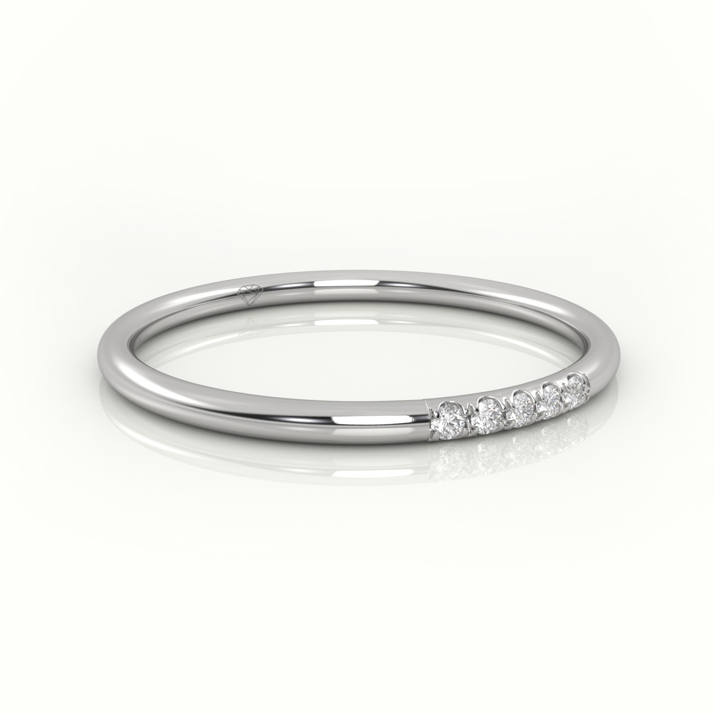 18k white gold  round cut diamond polished half eternity wedding band Photos & images