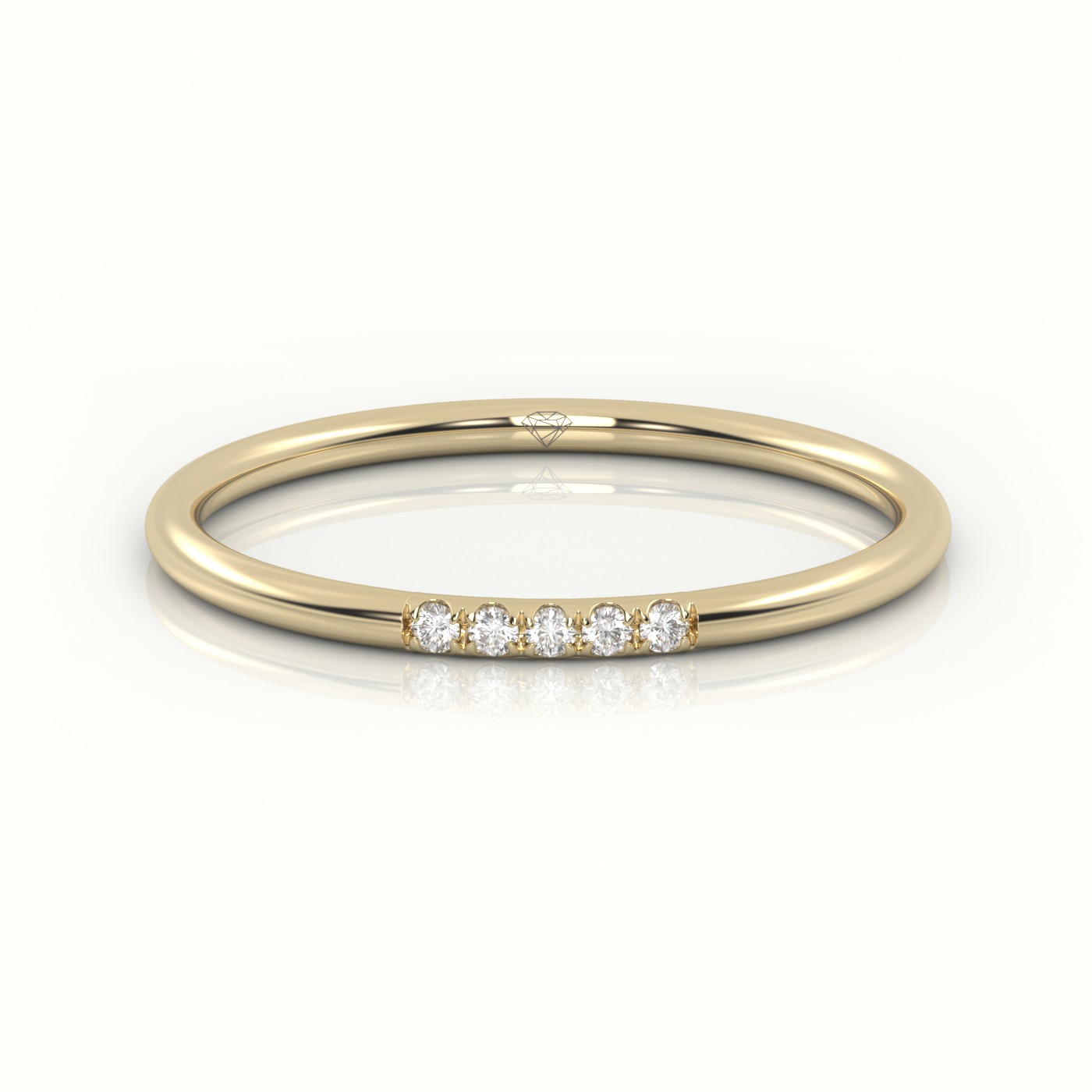 18k yellow gold  round cut diamond polished half eternity wedding band