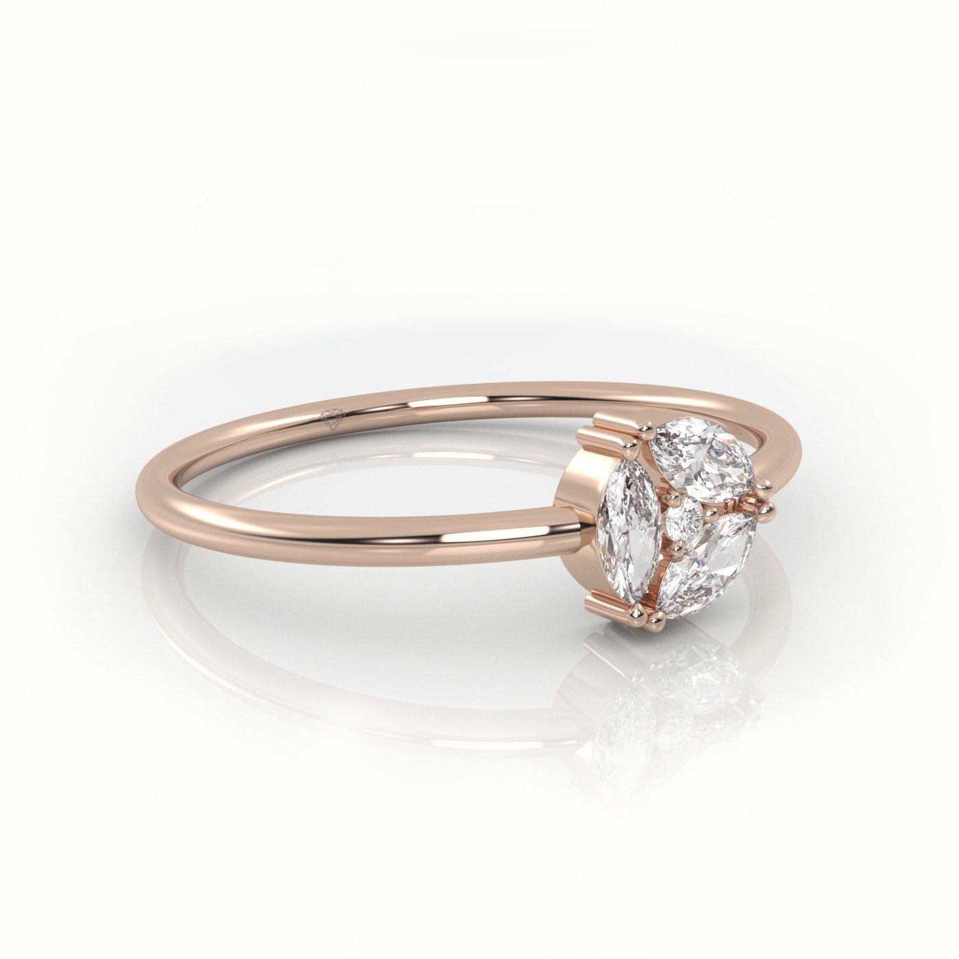 18k rose gold  round & marquise cut diamond 9 prongs solitaire engagement ring Photos & images