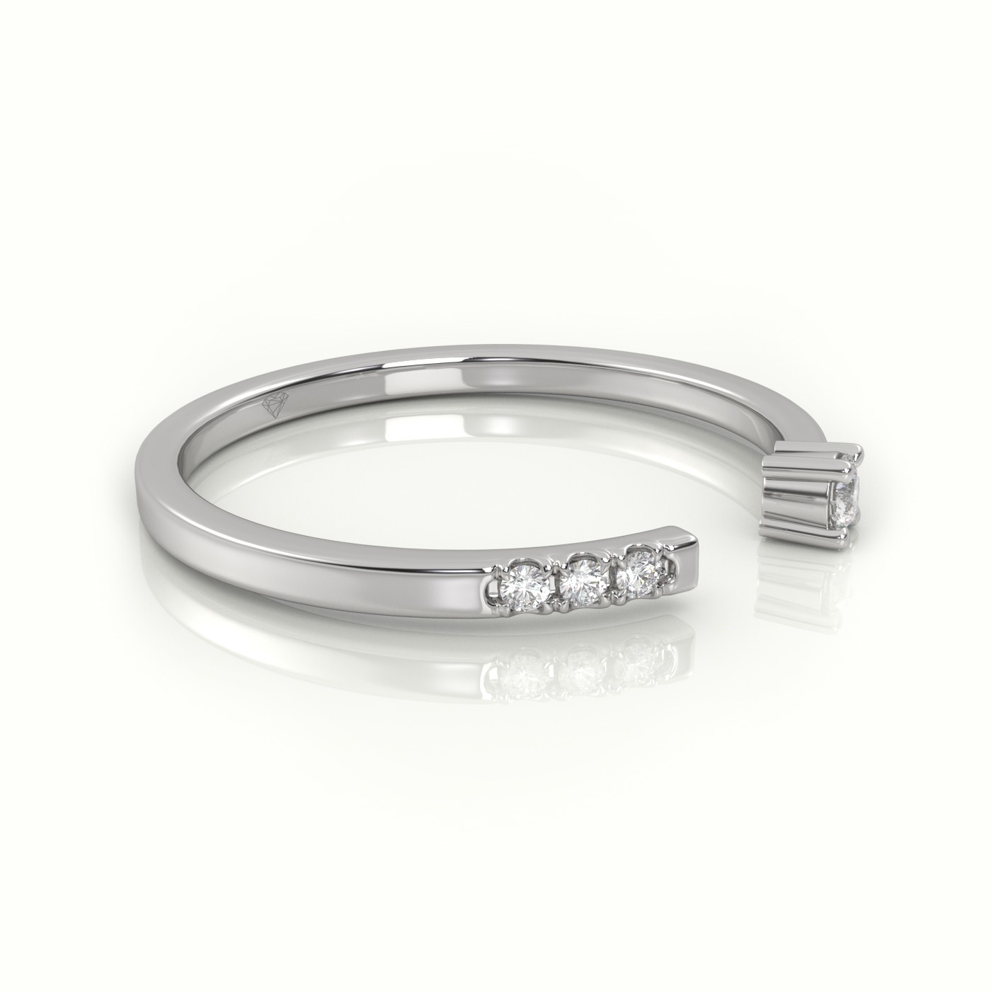 18k white gold  round cut diamond open setting designer ring Photos & images
