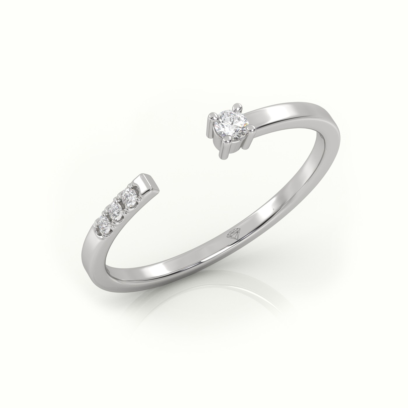 18k white gold  round cut diamond open setting designer ring Photos & images