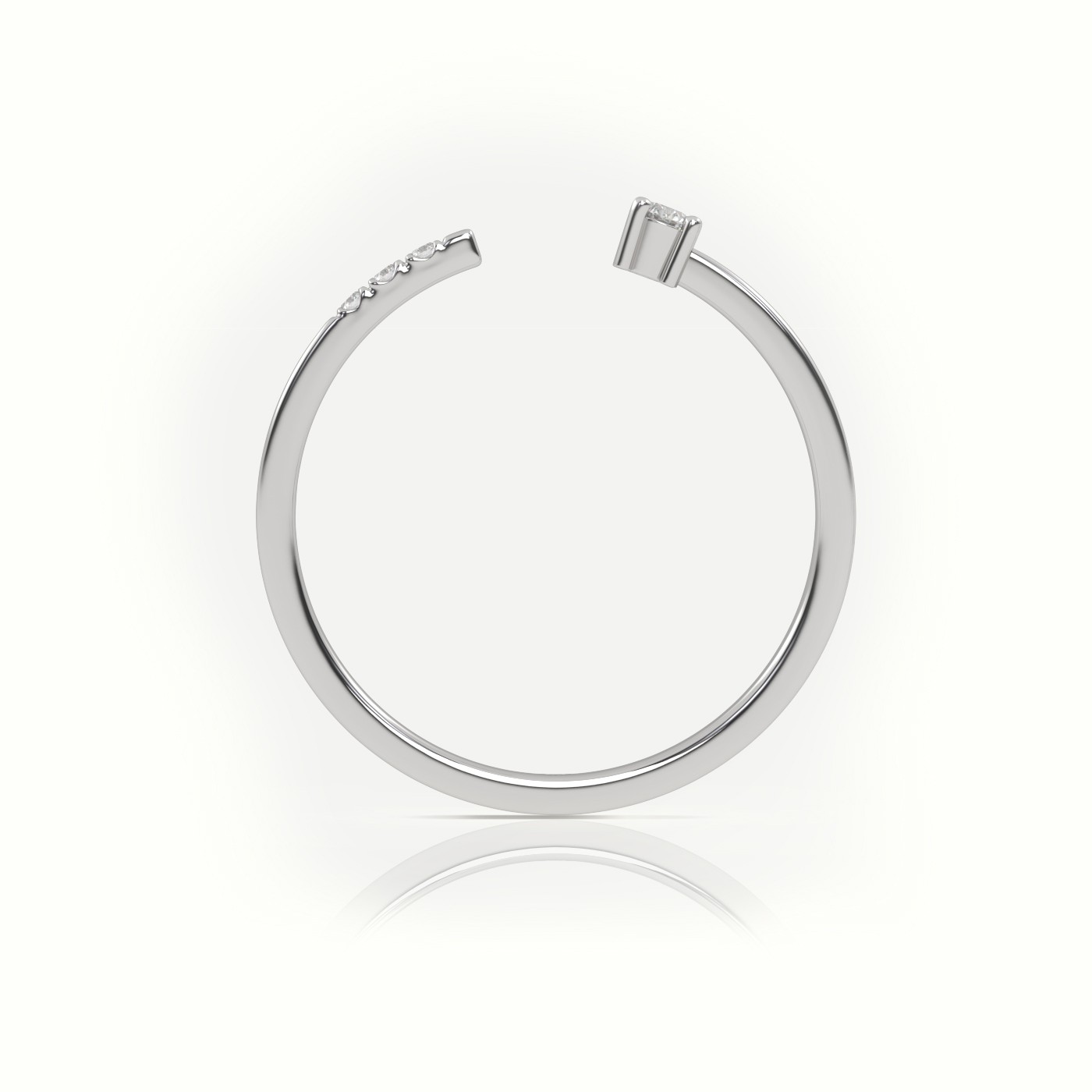 18k white gold  round cut diamond open setting designer ring Photos & images