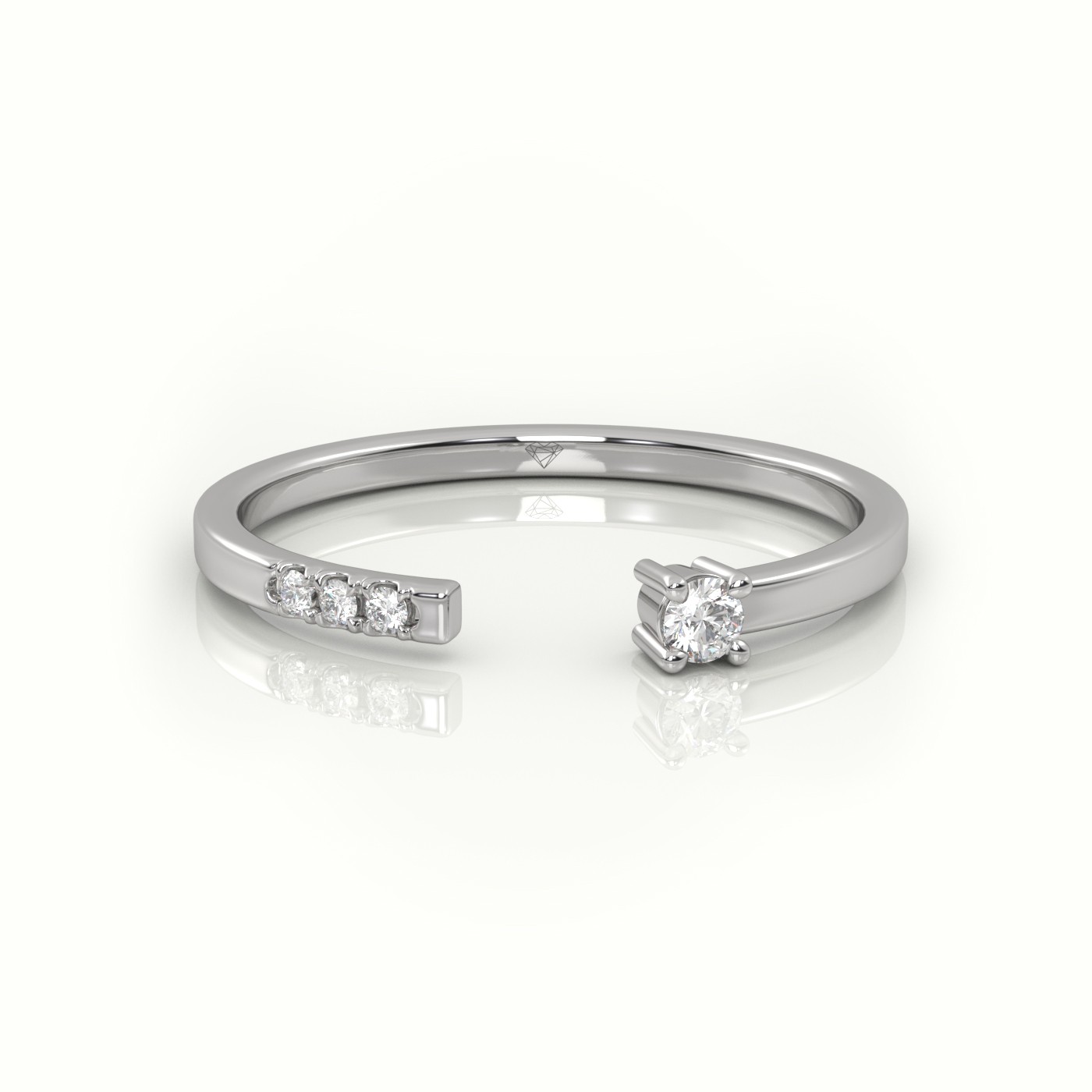 18k white gold  round cut diamond open setting designer ring