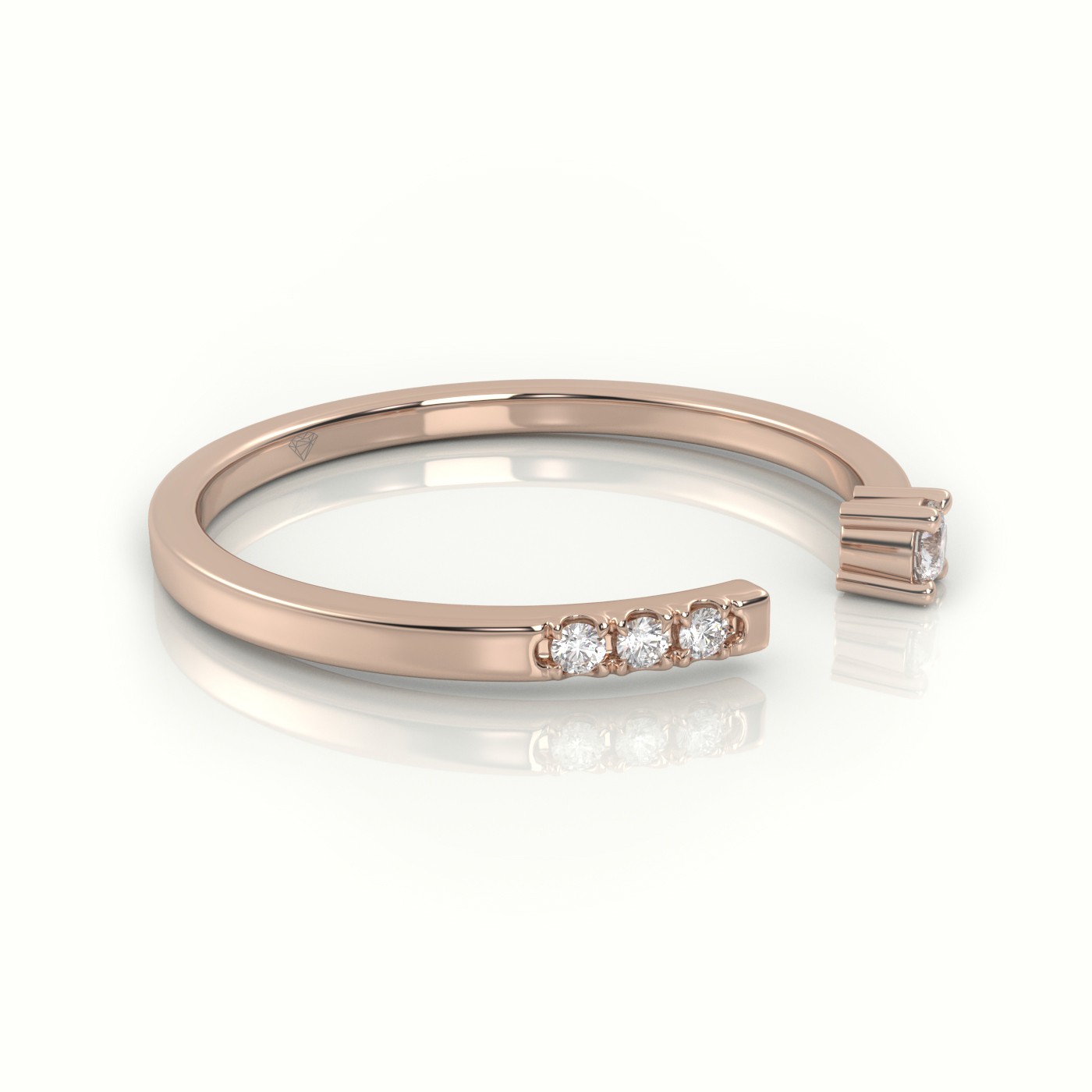 18k rose gold  round cut diamond open setting designer ring Photos & images