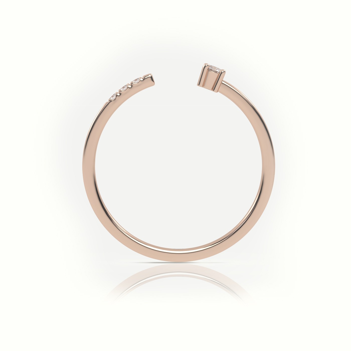 18k rose gold  round cut diamond open setting designer ring Photos & images
