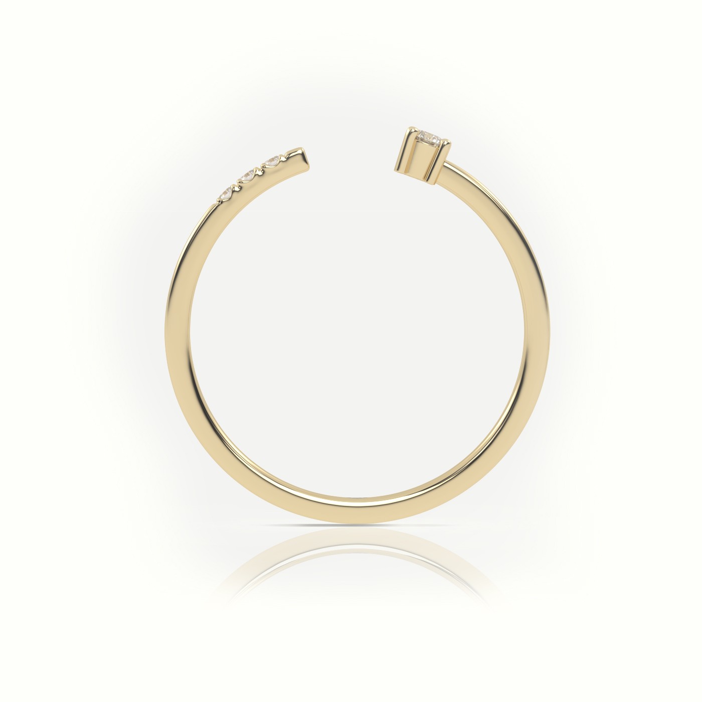 18k yellow gold  round cut diamond open setting designer ring Photos & images