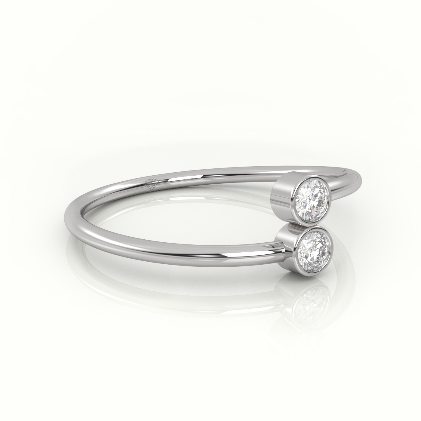 18k white gold  round cut dual diamond designer ring Photos & images