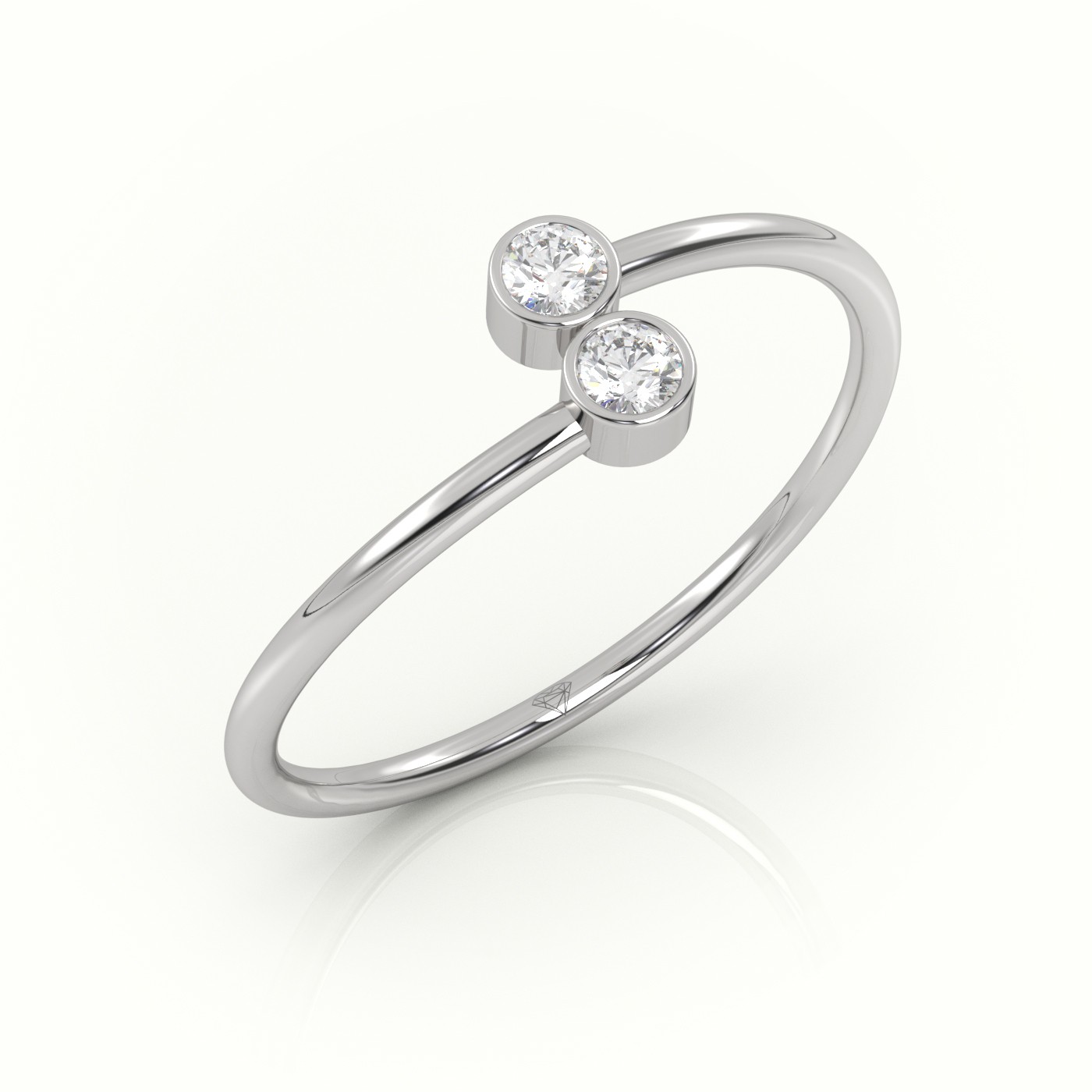 18k white gold  round cut dual diamond designer ring Photos & images
