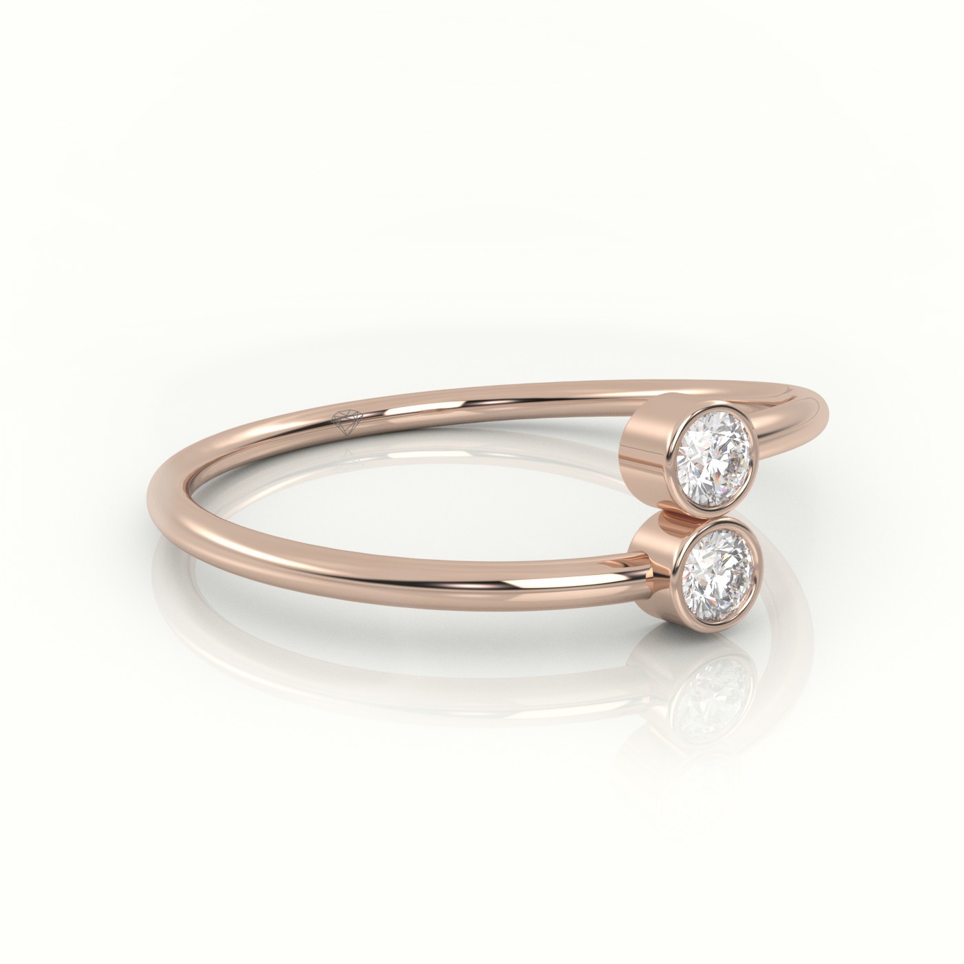 18k rose gold  round cut dual diamond designer ring Photos & images