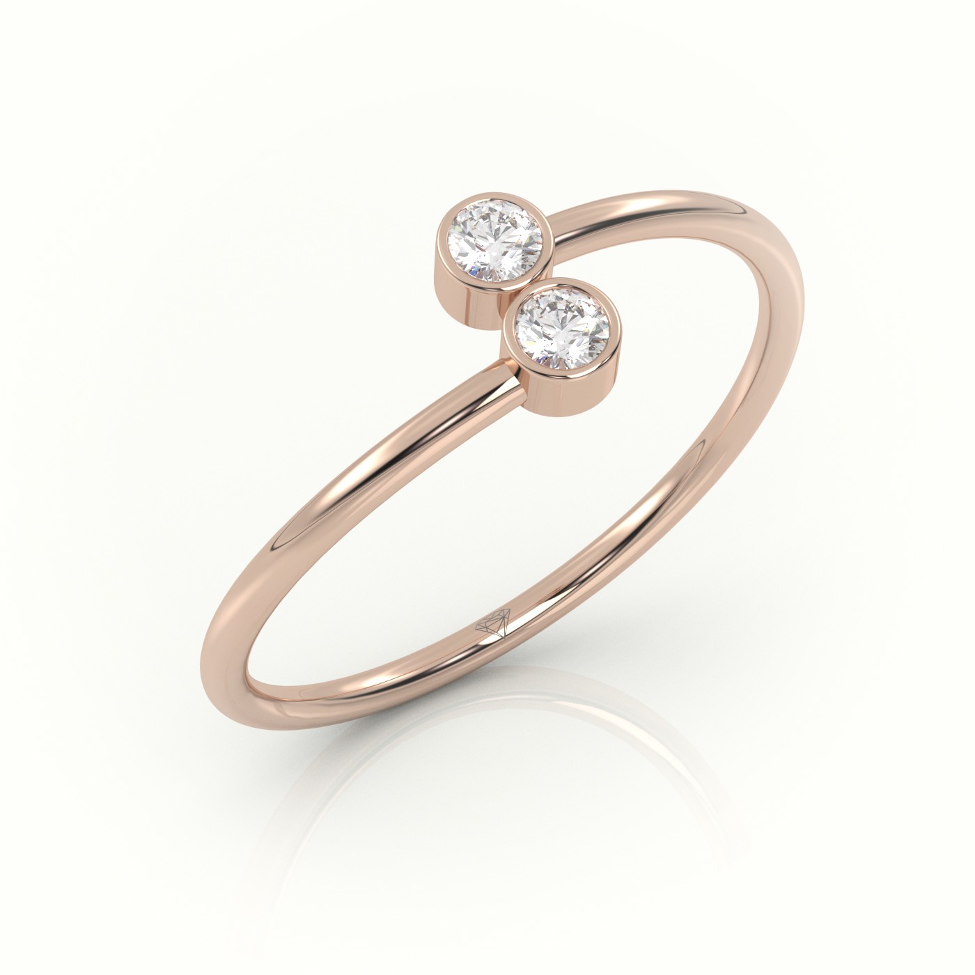 18k rose gold  round cut dual diamond designer ring Photos & images