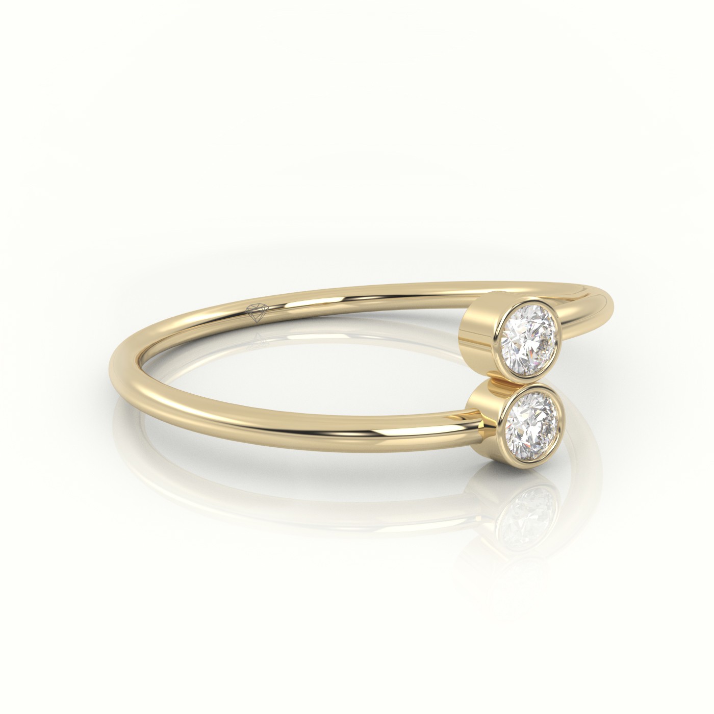18k yellow gold  round cut dual diamond designer ring Photos & images