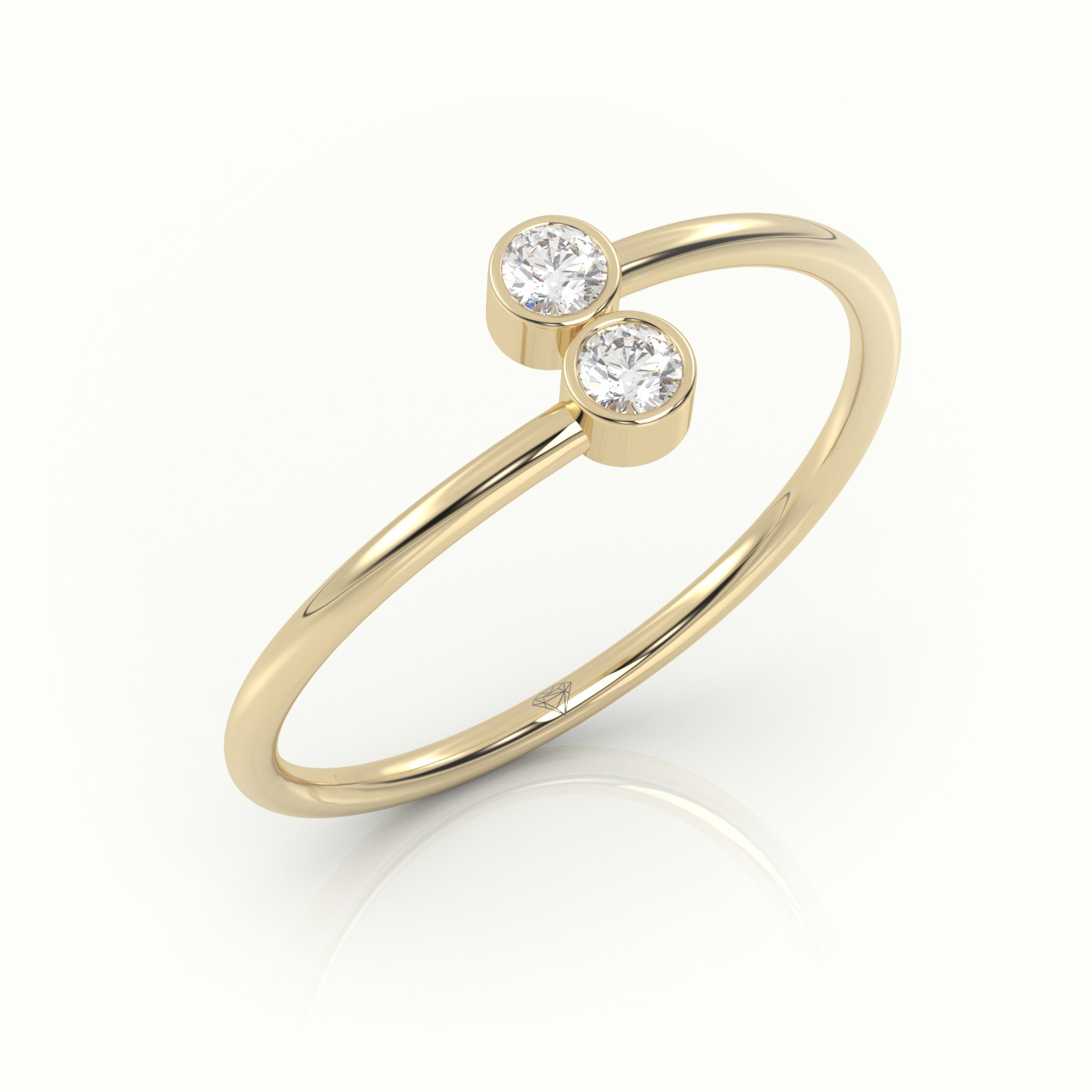 18k yellow gold  round cut dual diamond designer ring Photos & images