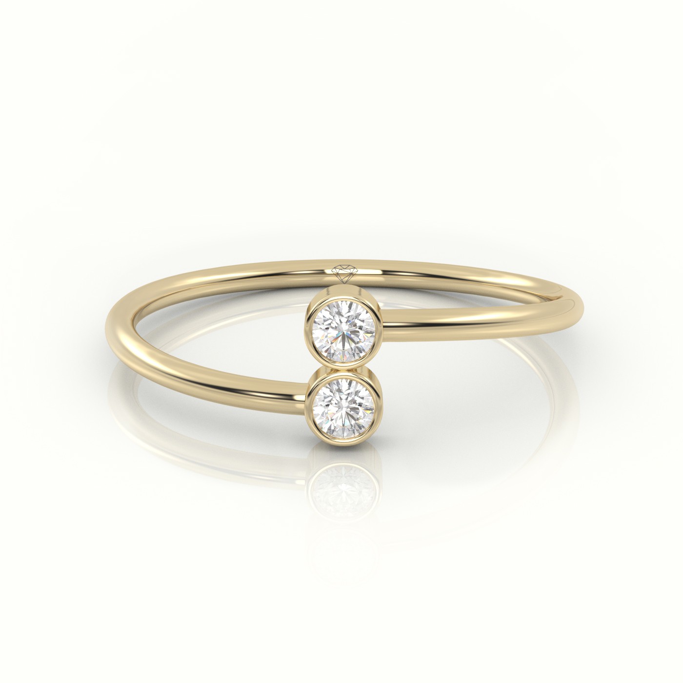 18k yellow gold  round cut dual diamond designer ring