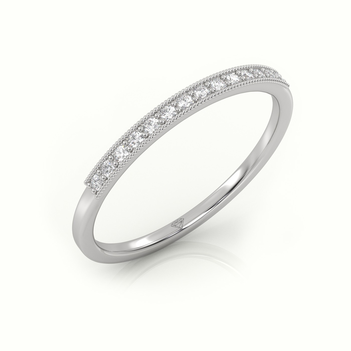 18k white gold  round cut diamond channel milgrain setting designer ring Photos & images