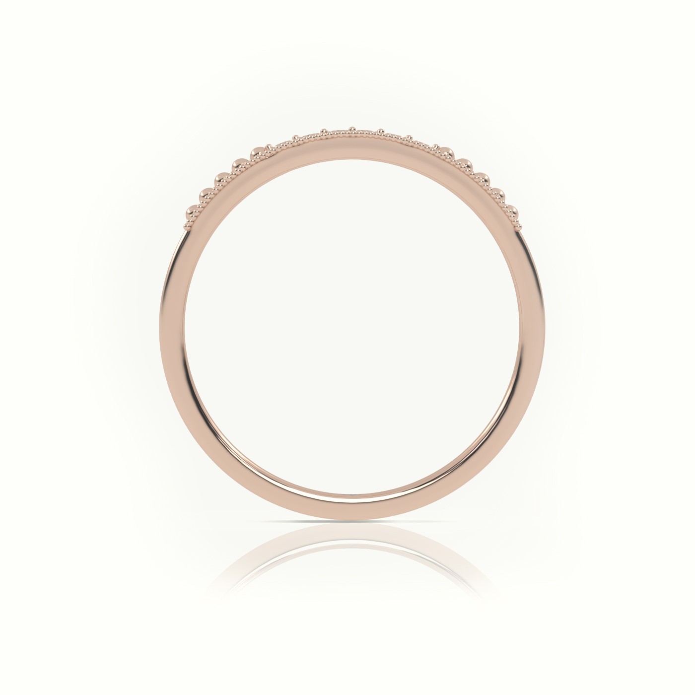 18k rose gold  round cut diamond designer milgrain setting half eternity wedding band Photos & images