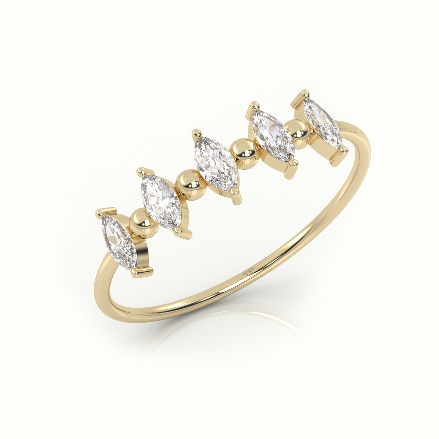 18k yellow gold  marquise cut diamond designer ring Photos & images