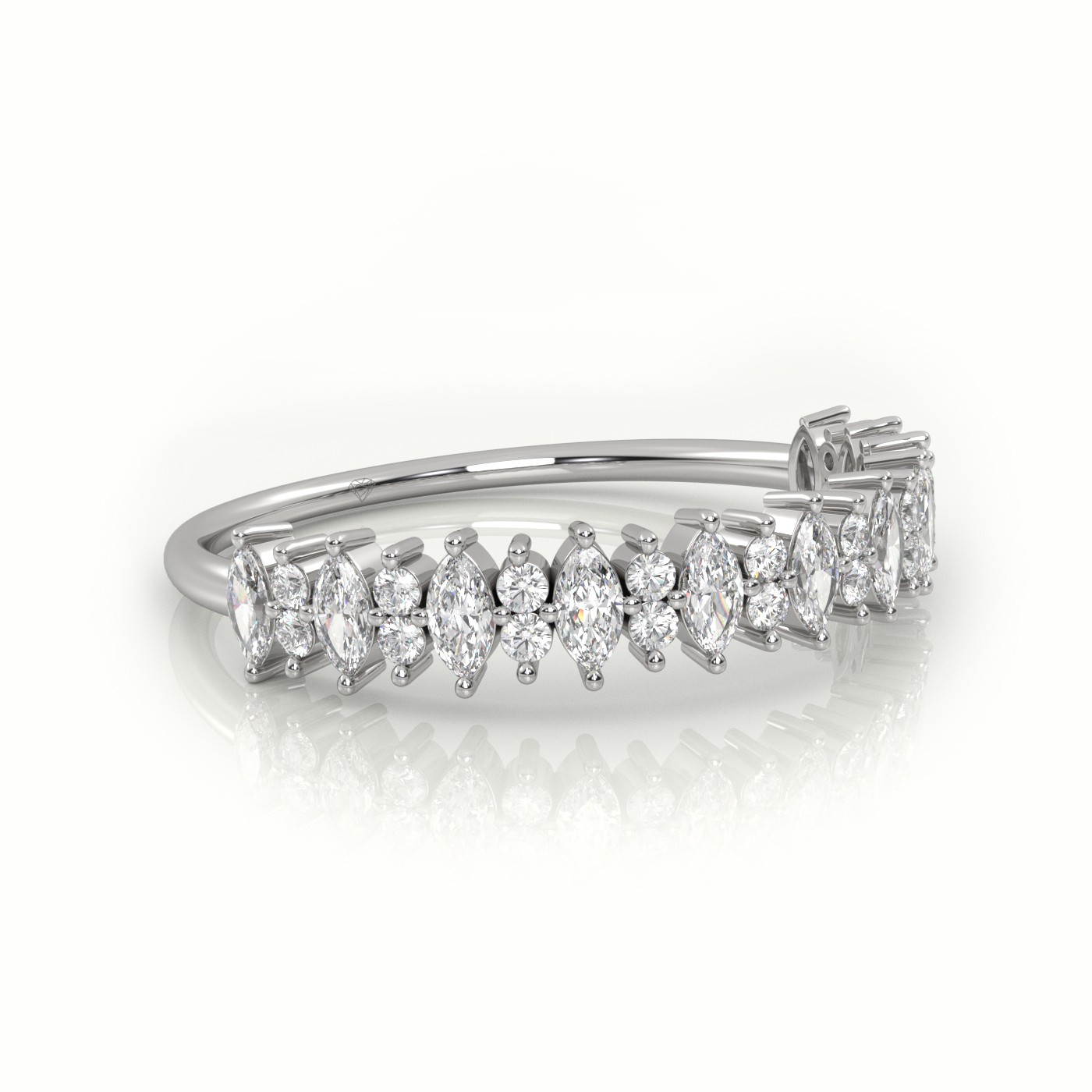 18k white gold  marquise & round cut diamonds designer ring Photos & images