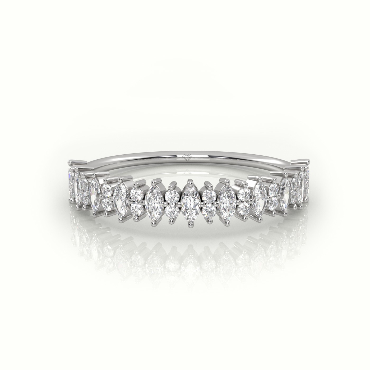 18k white gold  marquise & round cut diamonds designer ring