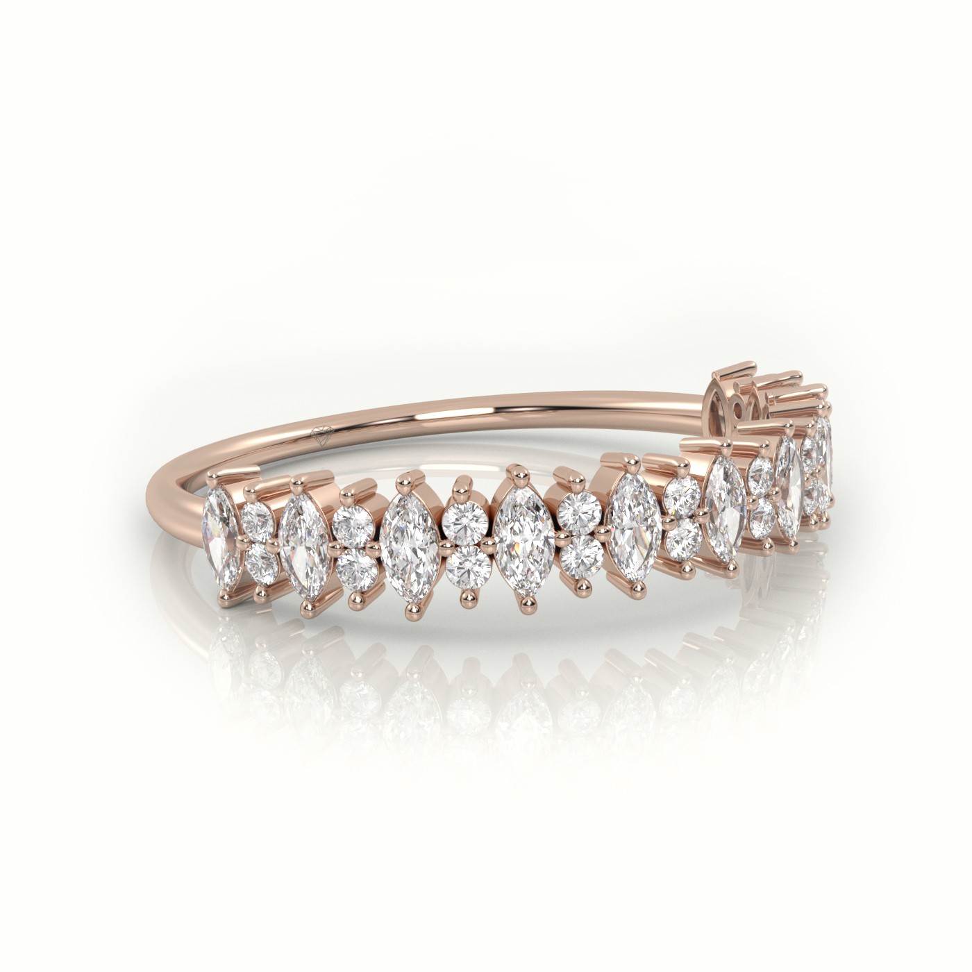 18k rose gold  marquise & round cut diamonds designer ring Photos & images