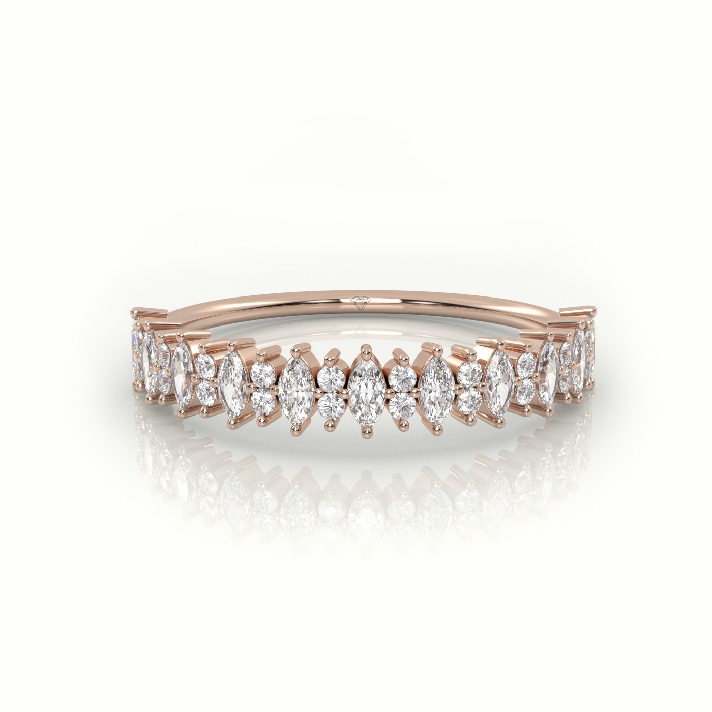 18k rose gold  marquise & round cut diamonds designer ring