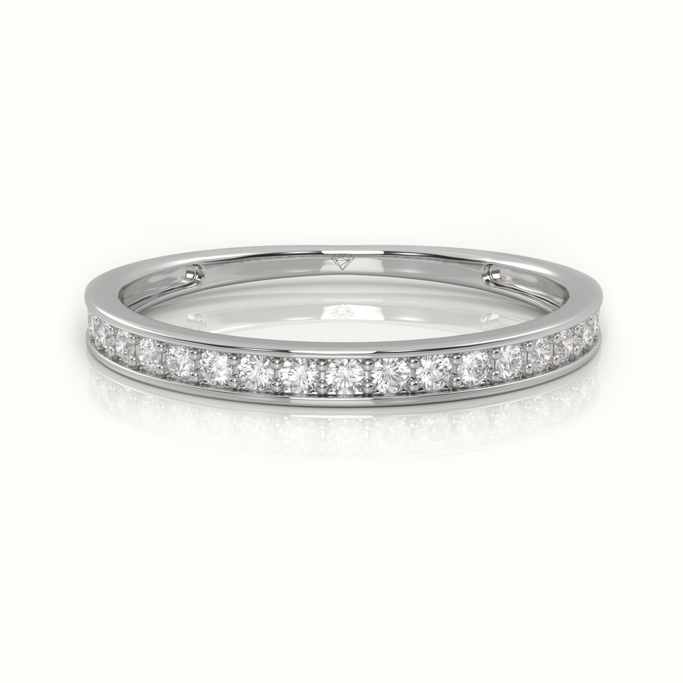 18k white gold  round cut diamond channel setting half eternity wedding band