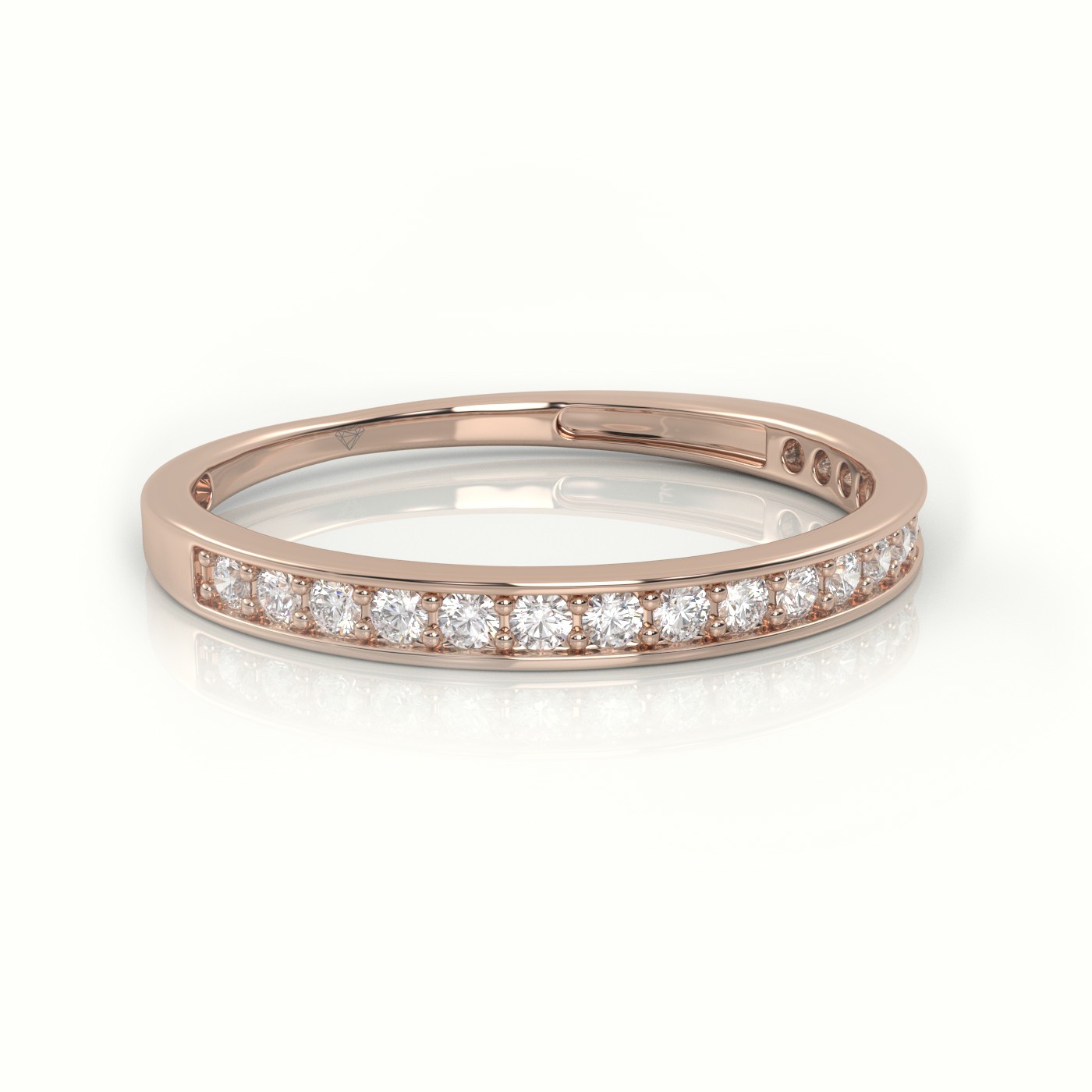 18k rose gold  round cut diamond channel setting half eternity wedding band Photos & images