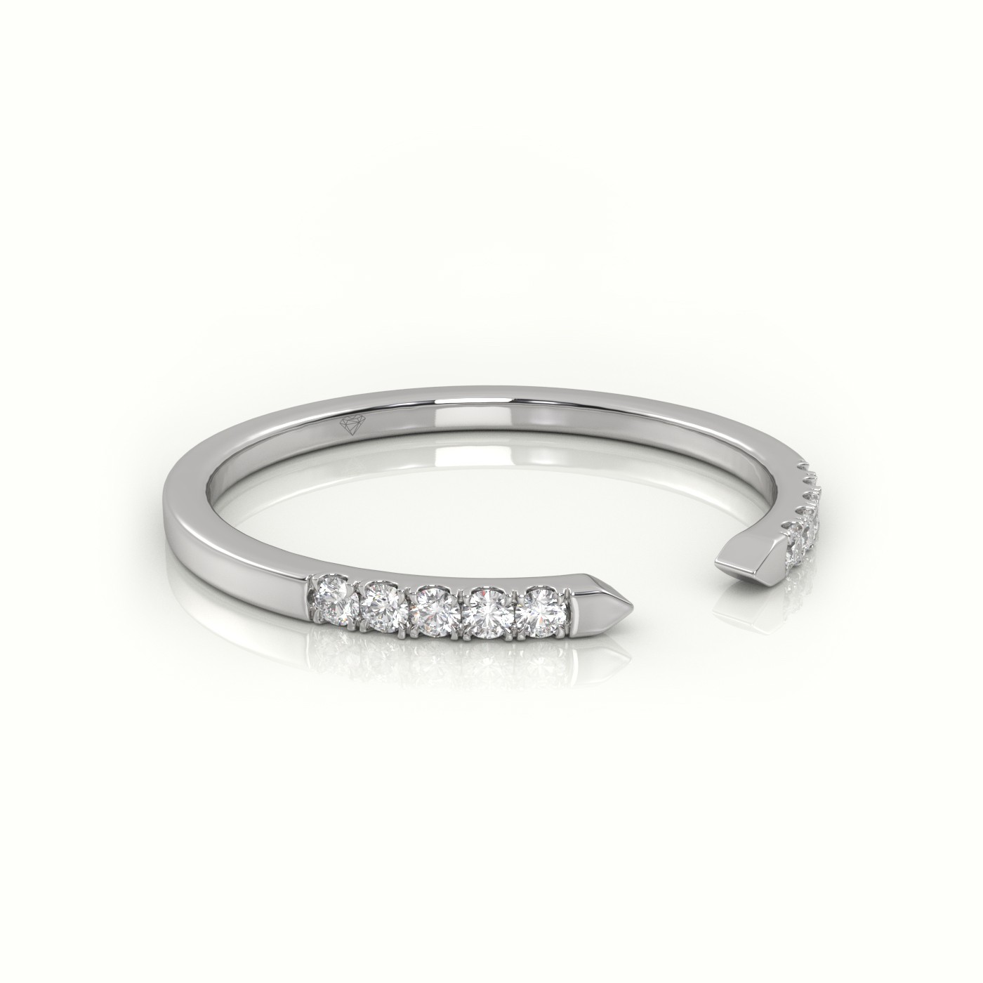18k white gold  round cut diamond open pave setting designer ring Photos & images