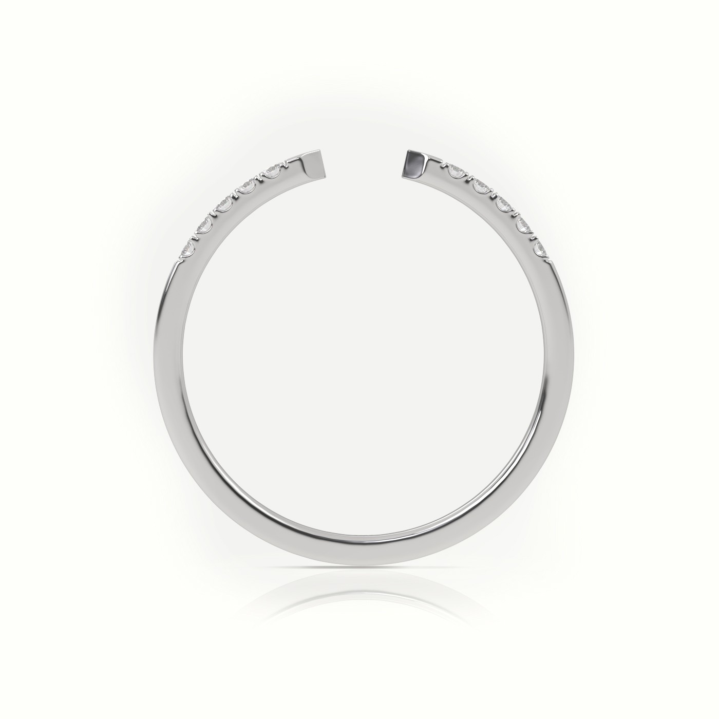 18k white gold  round cut diamond open pave setting designer ring Photos & images