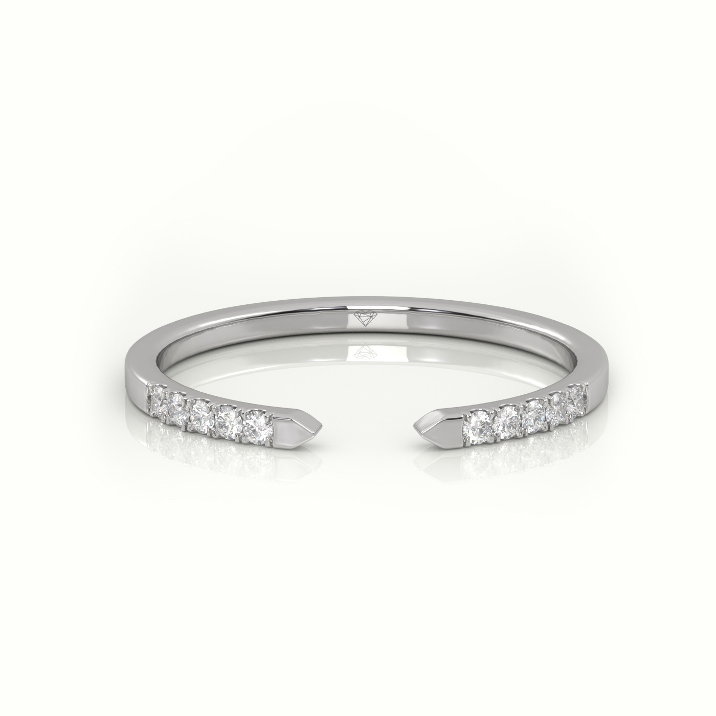 18k white gold  round cut diamond open pave setting designer ring