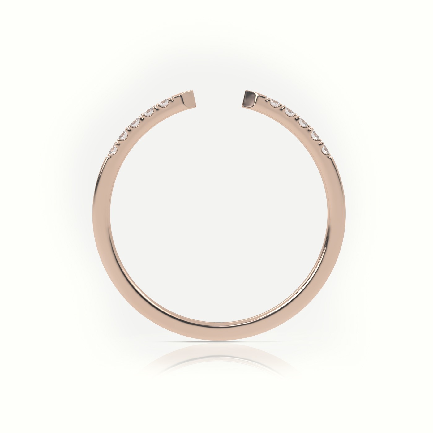 18k rose gold  round cut diamond open pave setting designer ring Photos & images
