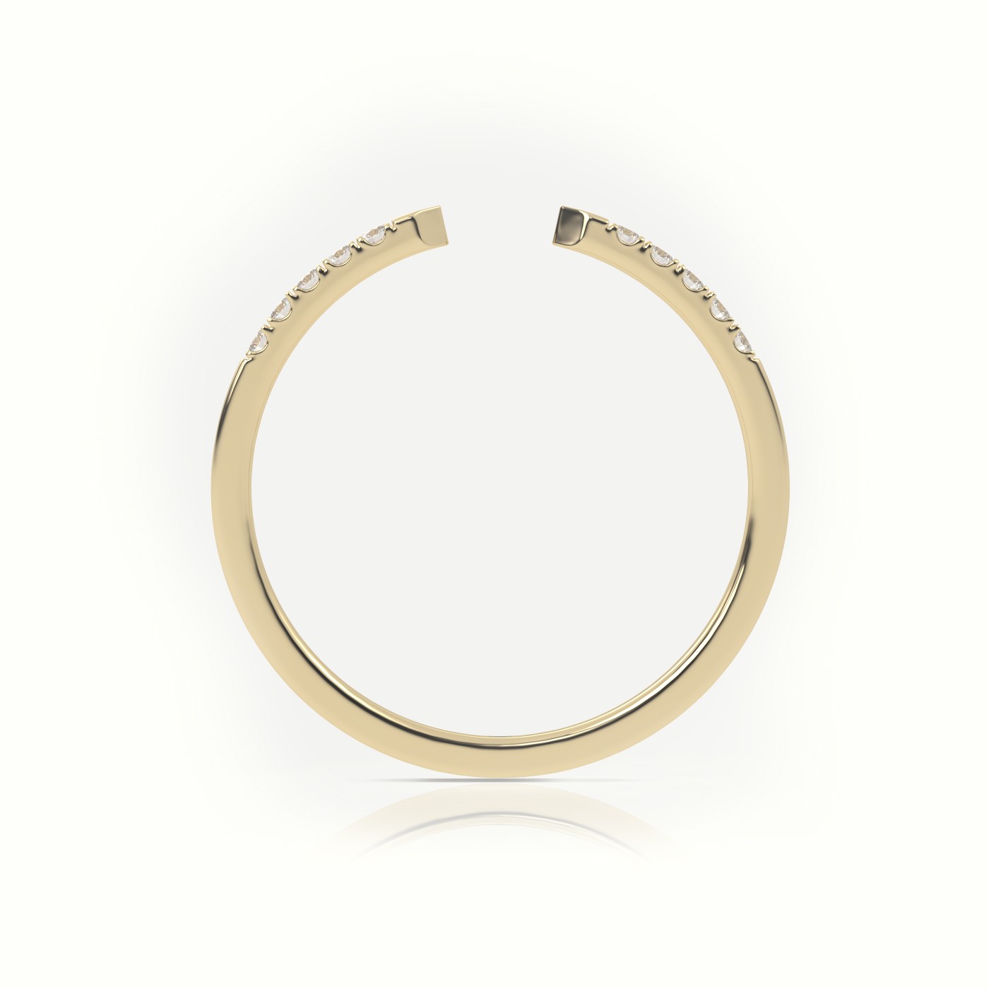 18k yellow gold  round cut diamond open pave setting designer ring Photos & images
