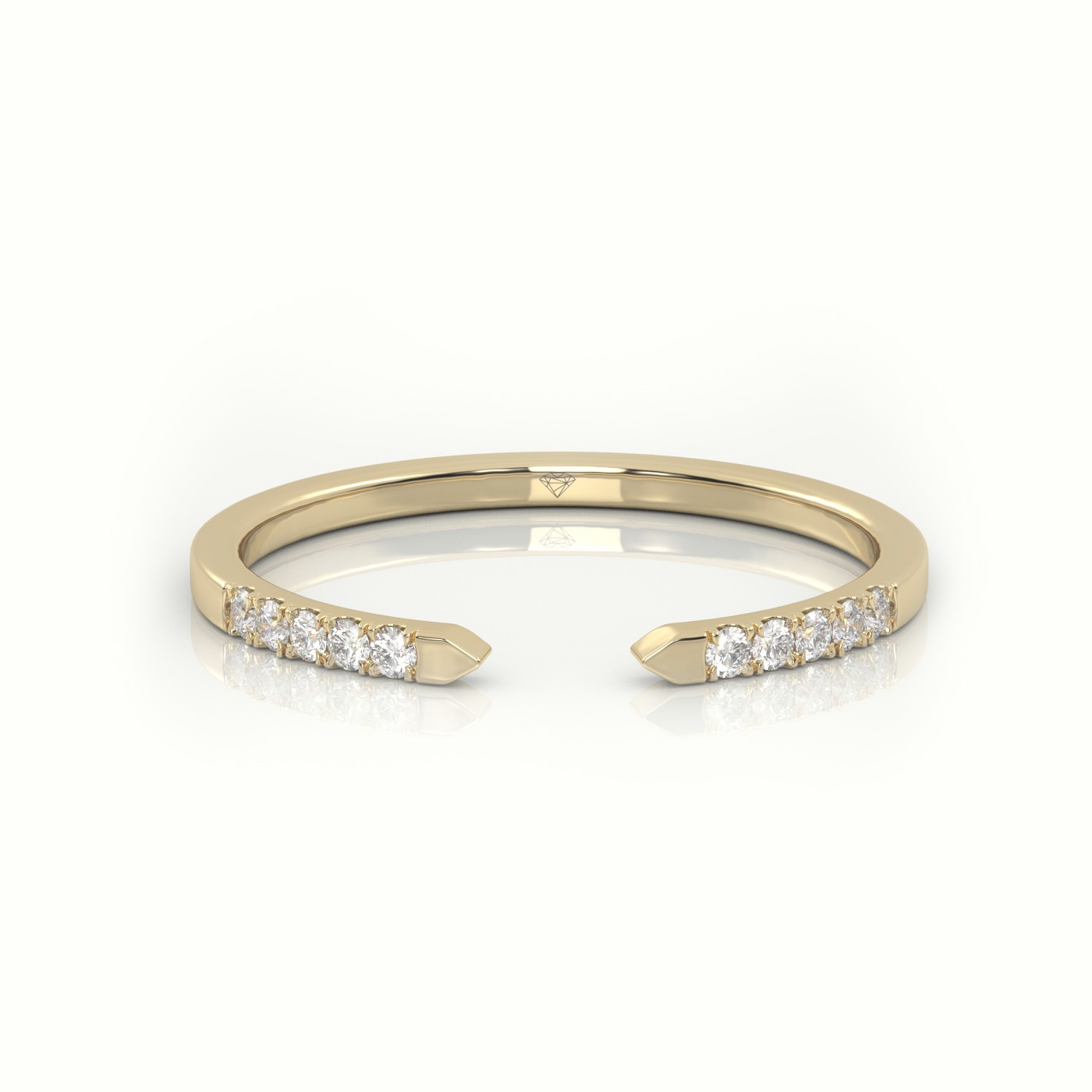 18k yellow gold  round cut diamond open pave setting designer ring