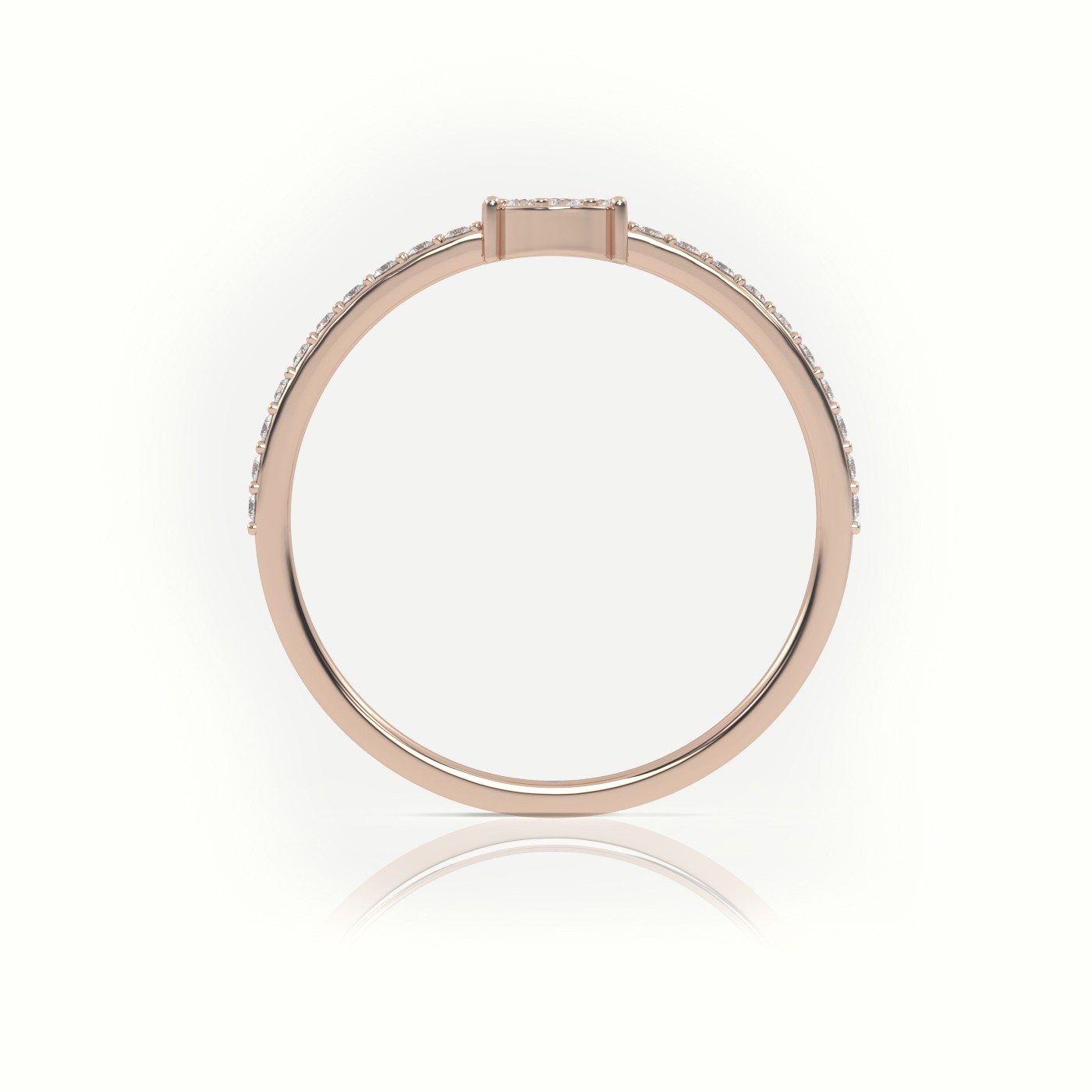 18k rose gold  round cut diamond 4 prongs pave setting designer ring Photos & images