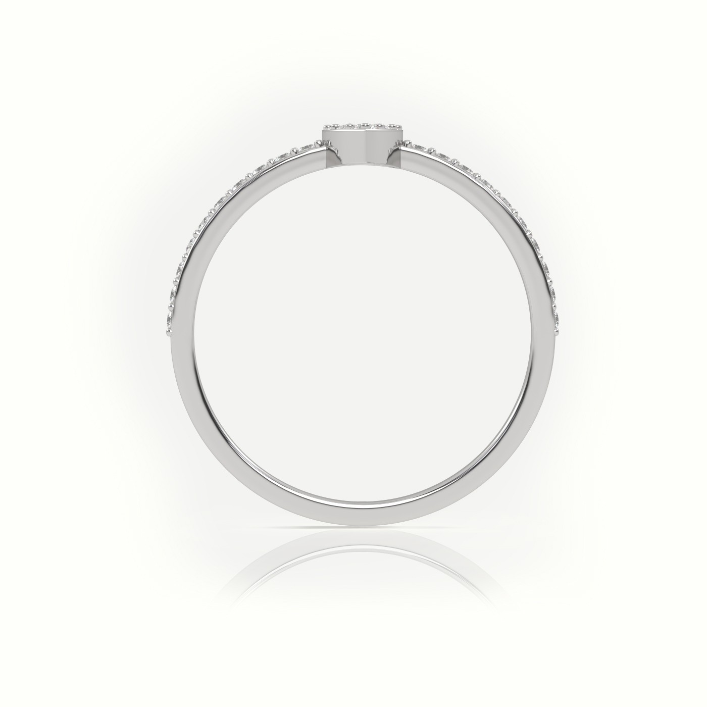 18k white gold  round cut diamond pear style pave setting designer ring Photos & images
