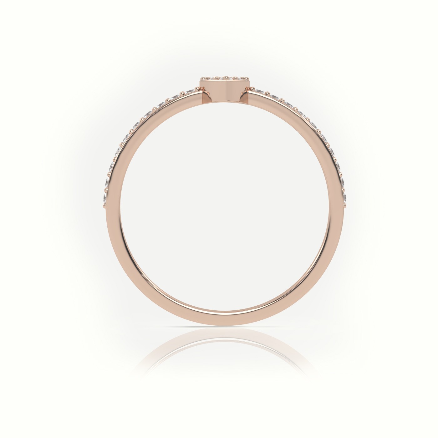 18k rose gold  round cut diamond pear style pave setting designer ring Photos & images