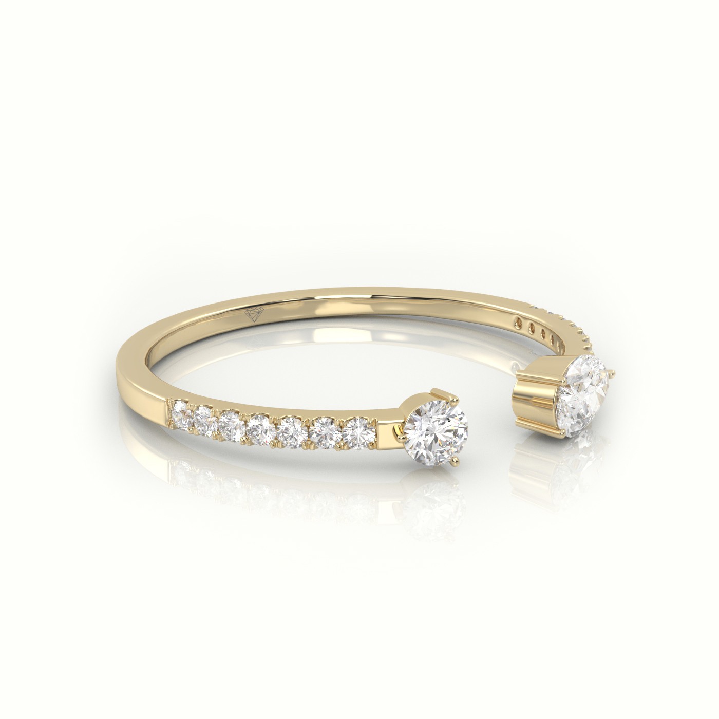 18k yellow gold  round cut & pear cut diamonds open pave setting ring Photos & images